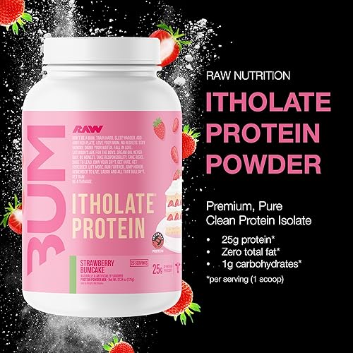 Vista 2 de Proteína aislada de suero en polvo RAW Whey Isolate, Strawberry BumCake (CBUM Itholate Protein) – Polvo de nutrición deportiva 100 % de animales