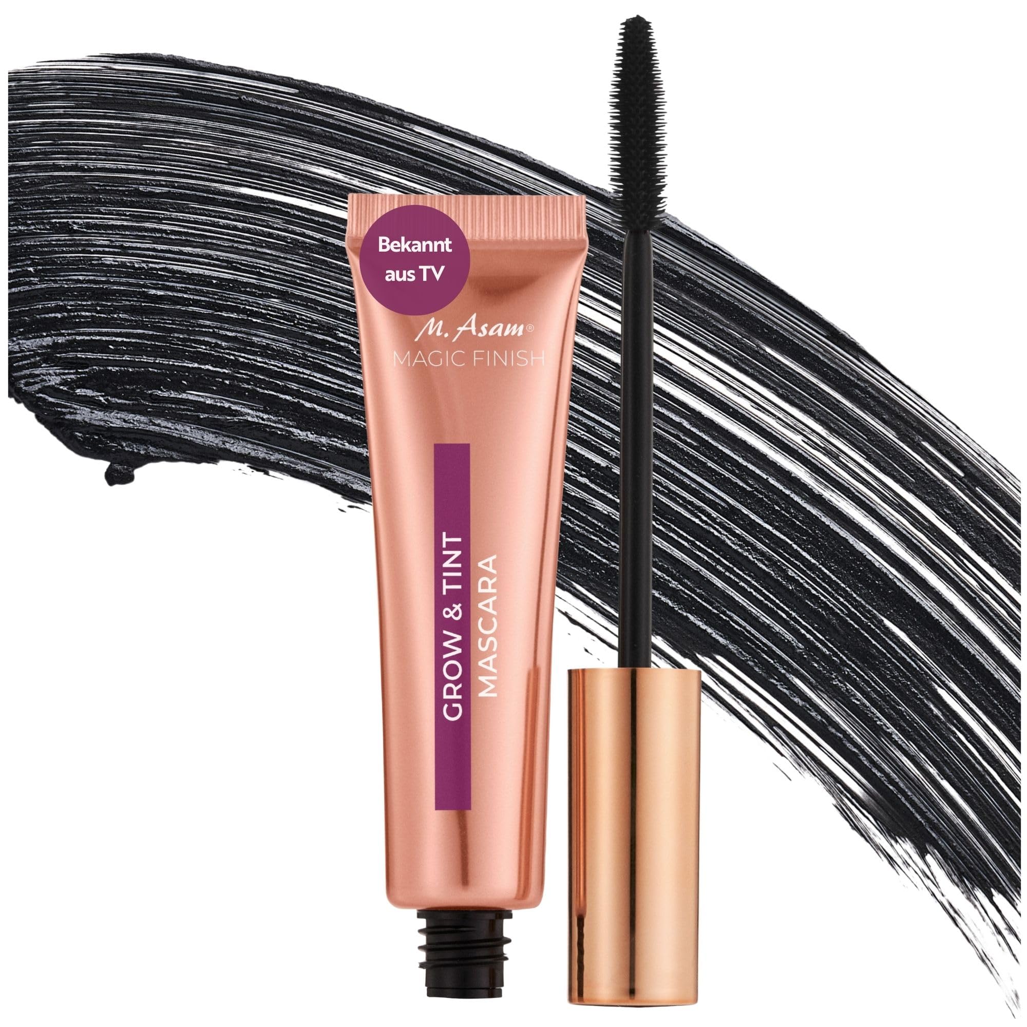 M. Asam MAGIC FINISH Mascara Grow & Tint Deep Black (12ml) – Mascara mit Künstliche-Wimpern-Effekt, Wachstumsserum & Tönung, für längere, vollere & intensiv definierte Wimpern, Vegan