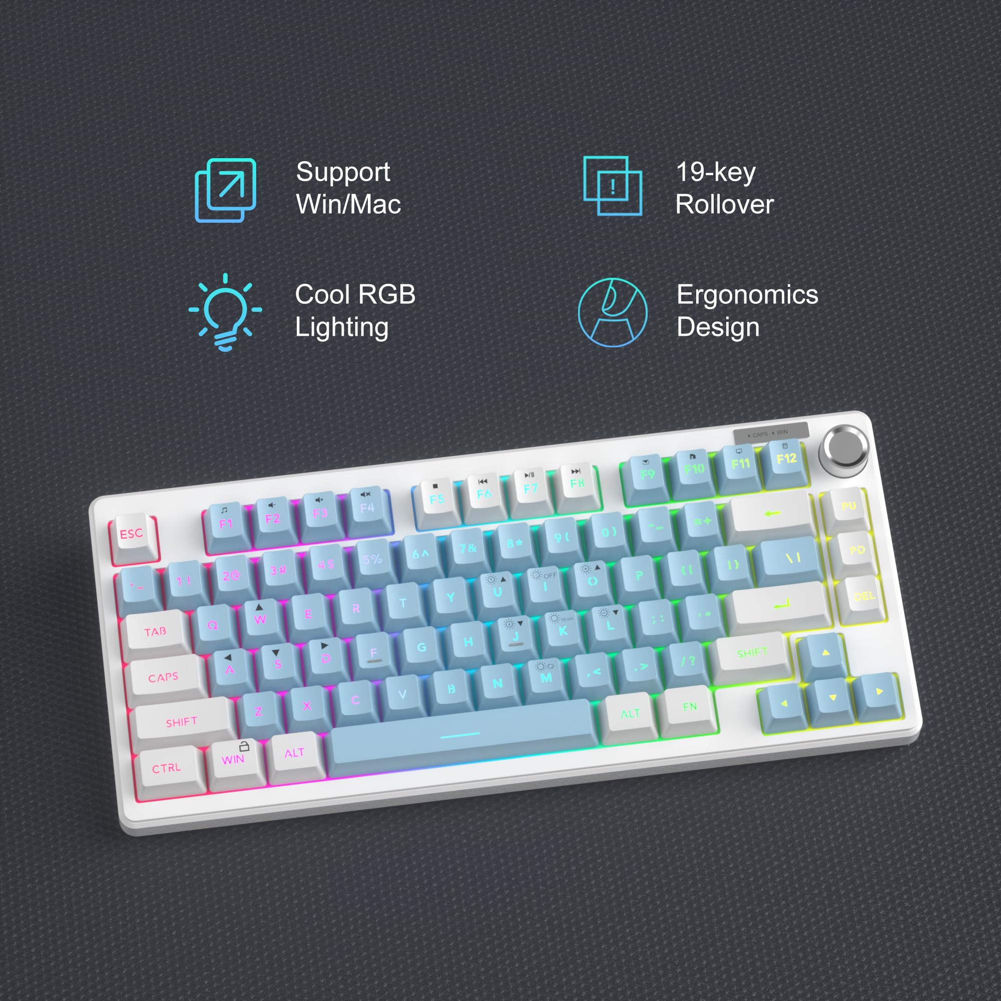 MageGee Mini 60% Gaming Keyboard, RGB Backlit 75 Key Ultra-Compact Keyboard, TS75 Ergonomic Waterproof Mechanical Feeling Office Computer Keyboards for PC, MAC, PS4, Xbox ONE Gamer view 4