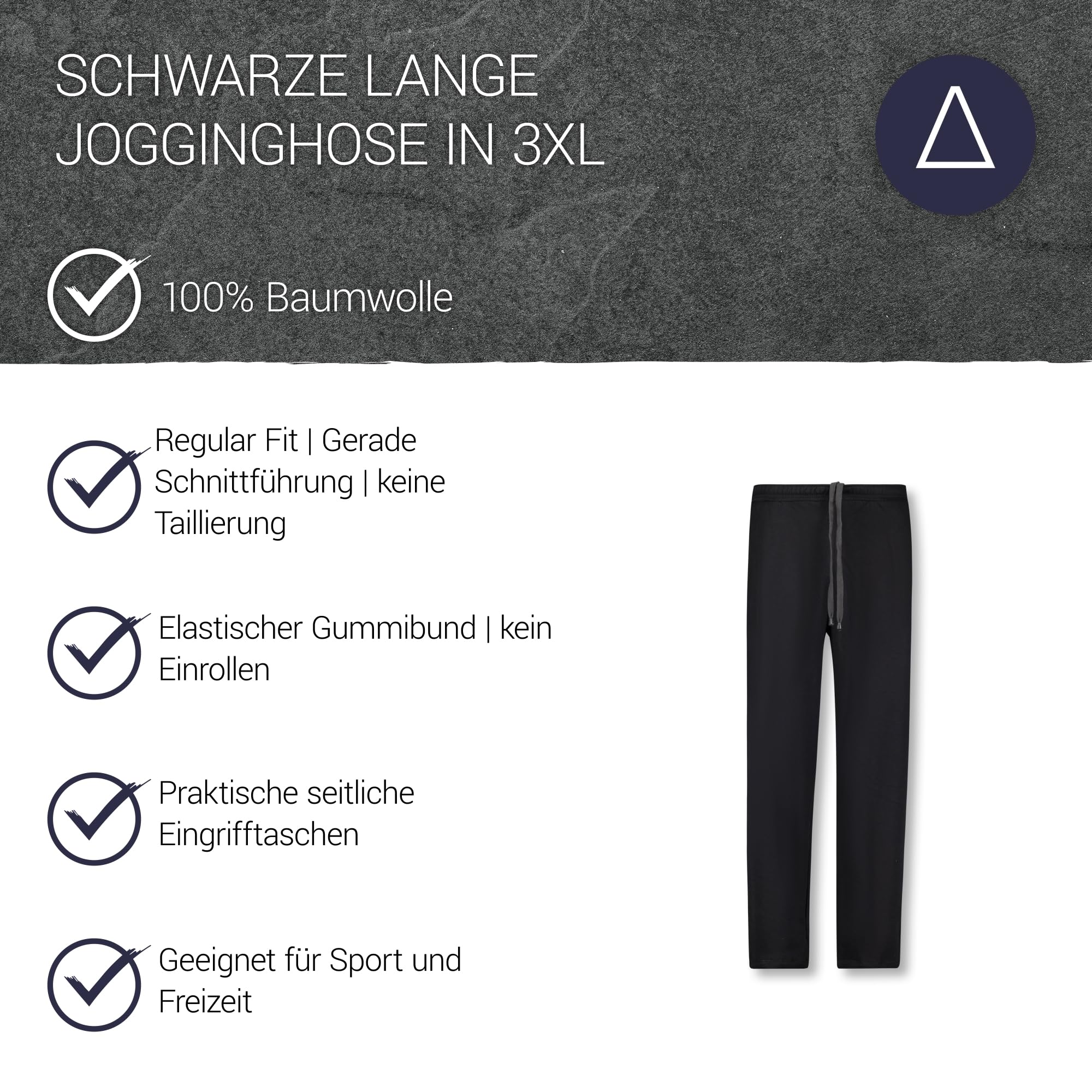ADAMO Schwarze XXL Jogginghose in Übergrößen 14XL
