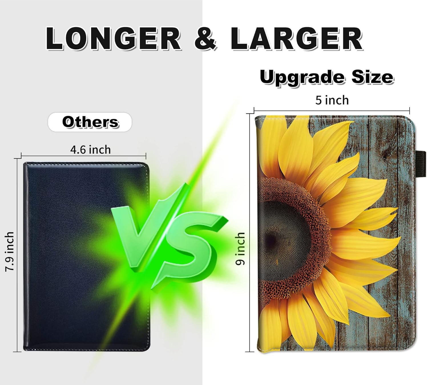 RYUITHDJP Server Books, Enlarged 9x5 Inches Server Book for Waitress, Waitress Books with Zipper Pocket Sunflower Design Serving Book Organizer Restaurant Guest Check Presenter