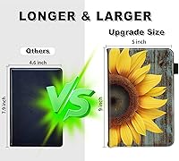 Vista 3 de RYUITHDJP Libros de servidor, libro ampliado de 9 x 5 pulgadas para camarera, libros de camarera con bolsillo con cremallera, diseño de girasol