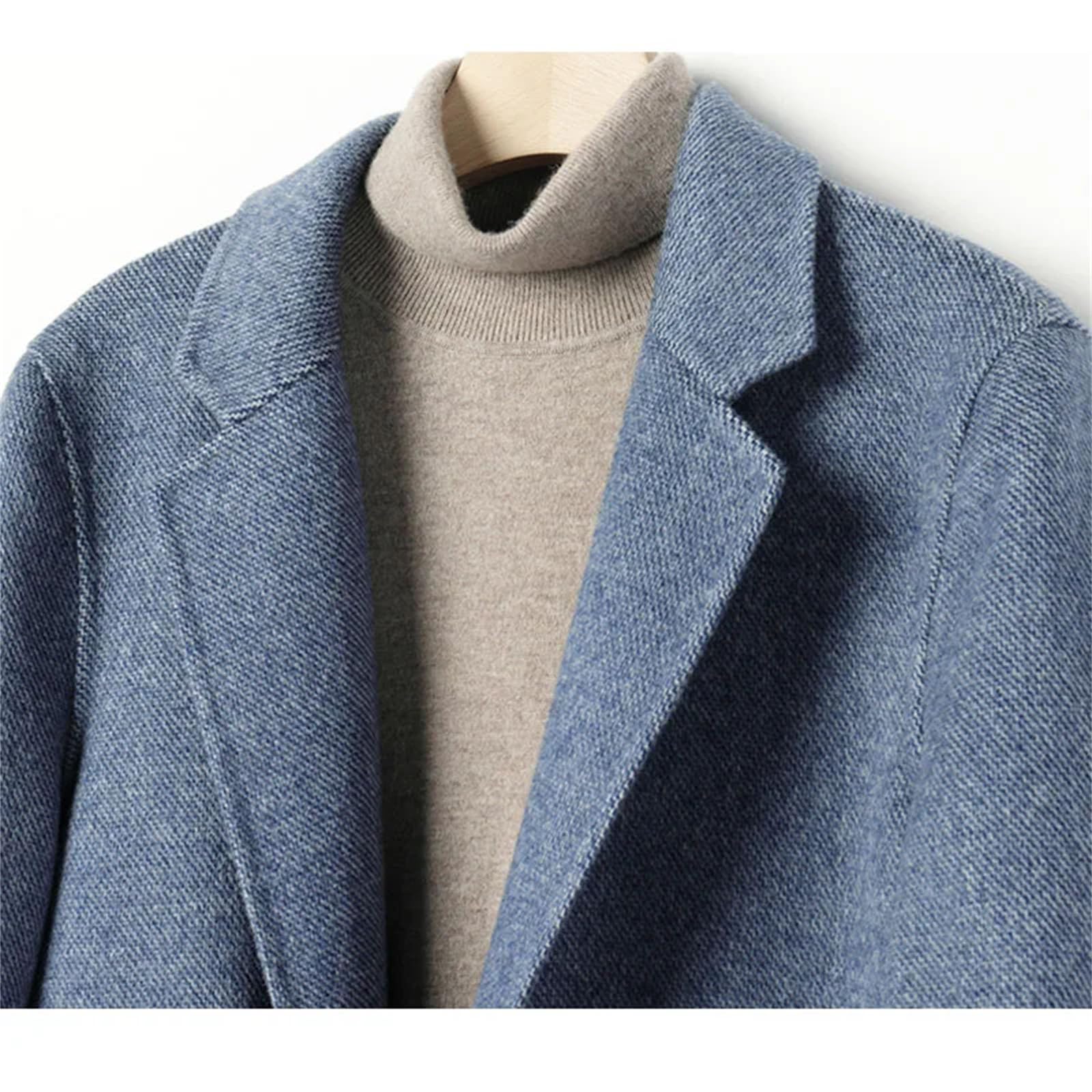 Cappotto da uomo in feltro felpato a doppia faccia di media lunghezza collare casual cappotto Business vestiti fuori