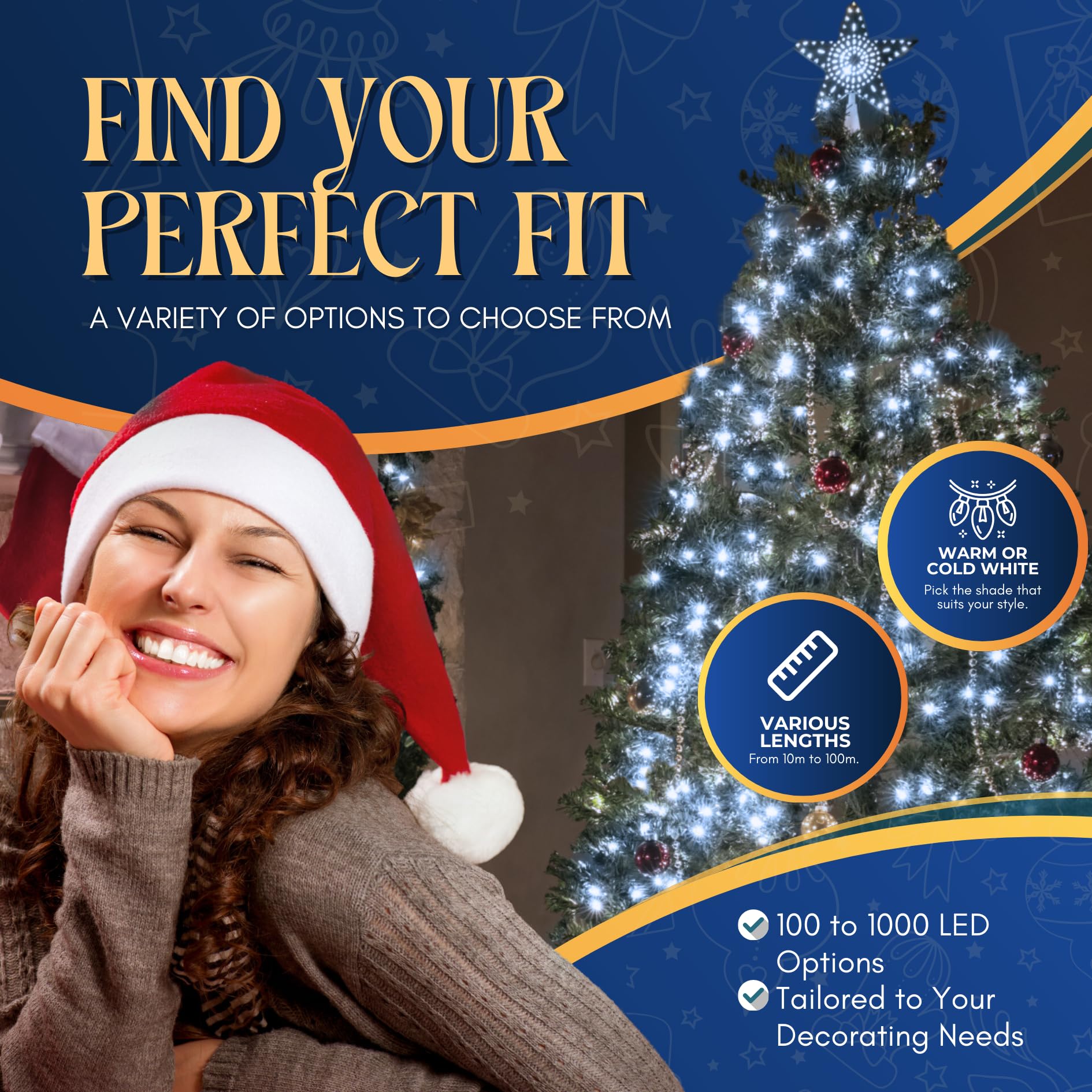 Festive Fix Christmas Tree Lights 20m 200 LED, Mains Powered Fairy String Lights for Indoor & Outdoor Use - Image 4