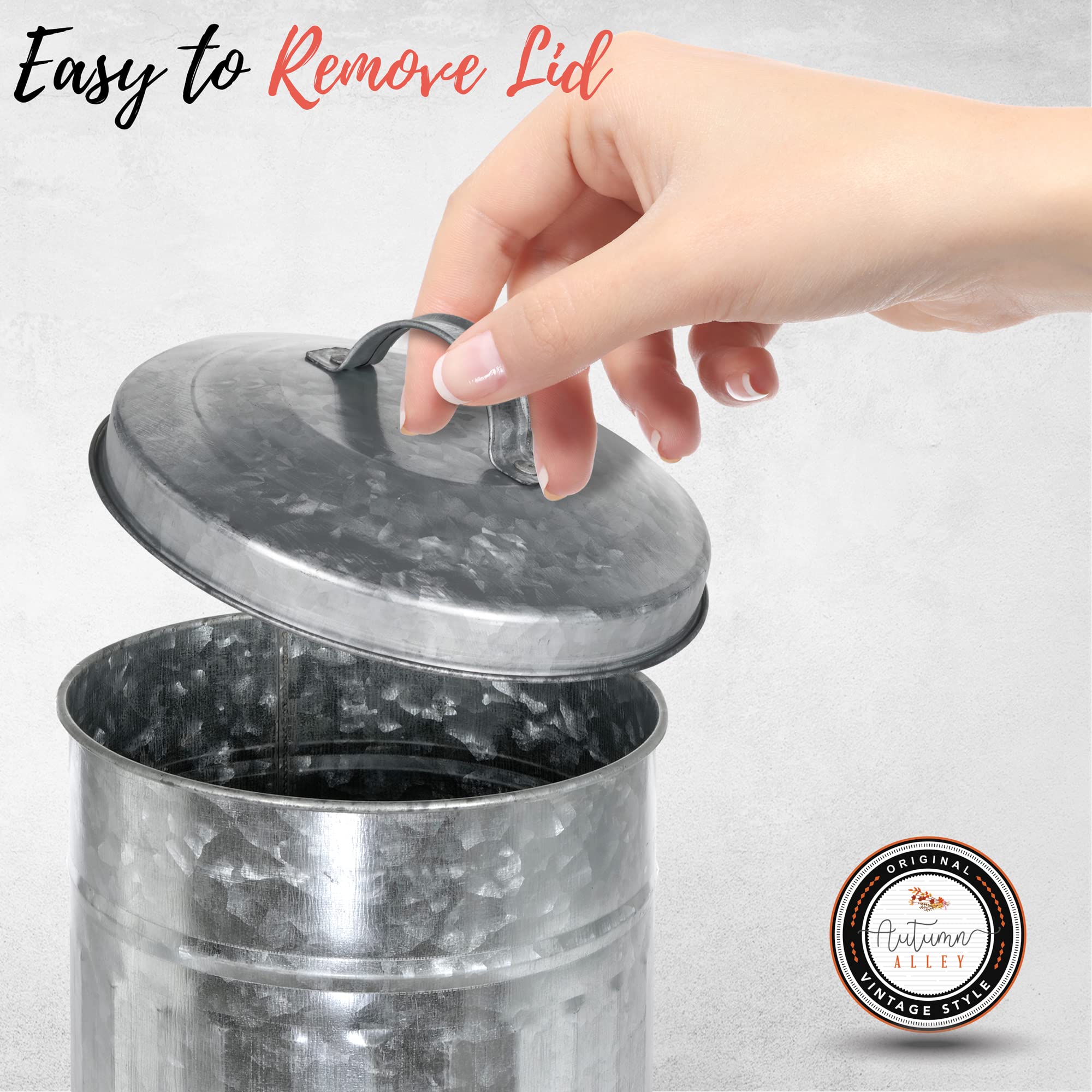 Autumn Alley Galvanized Toilet Paper Reserve Holder Canister with Lid