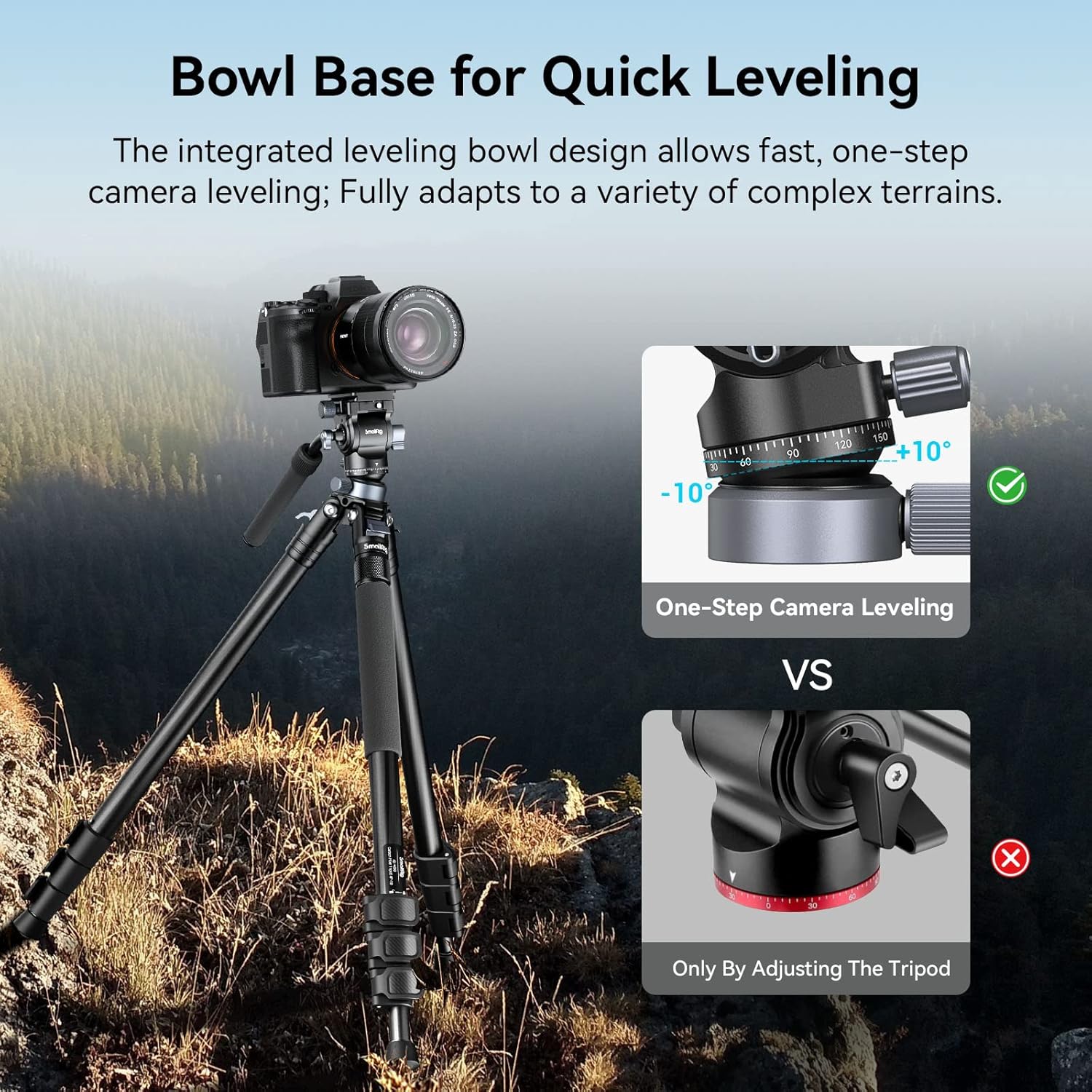 SmallRig Video Head with Leveling Base, Quick Release Plate for Arca Swiss and Adjustable Handle, Tripod Pan Tilt Head Fluid Head for Compact Cameras DSLR Cameras, Load up to 8.8lb/4kg