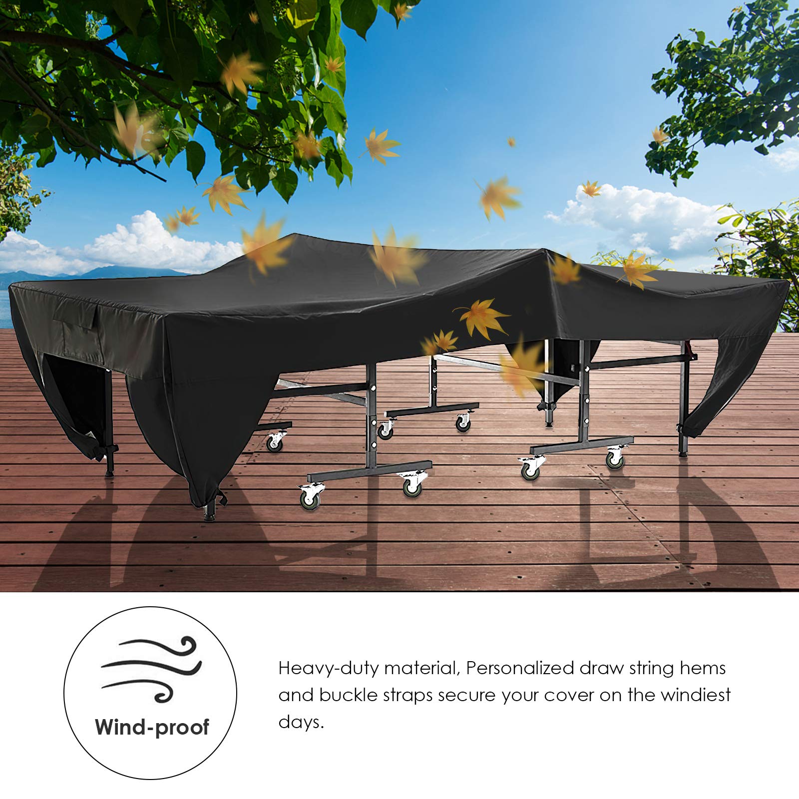 SOONHUA Cubierta de Mesa de Tenis de Mesa Impermeable Oxford 280x153x73cm Negro