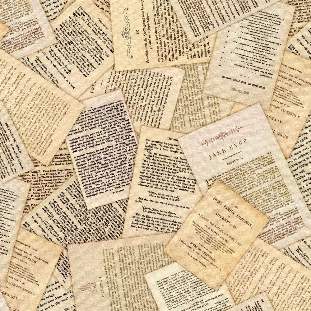 Robert Kaufman Fabrics Library of Rarities 108 Inch Wide Quilt Back Pages from Literature Collage Vintage