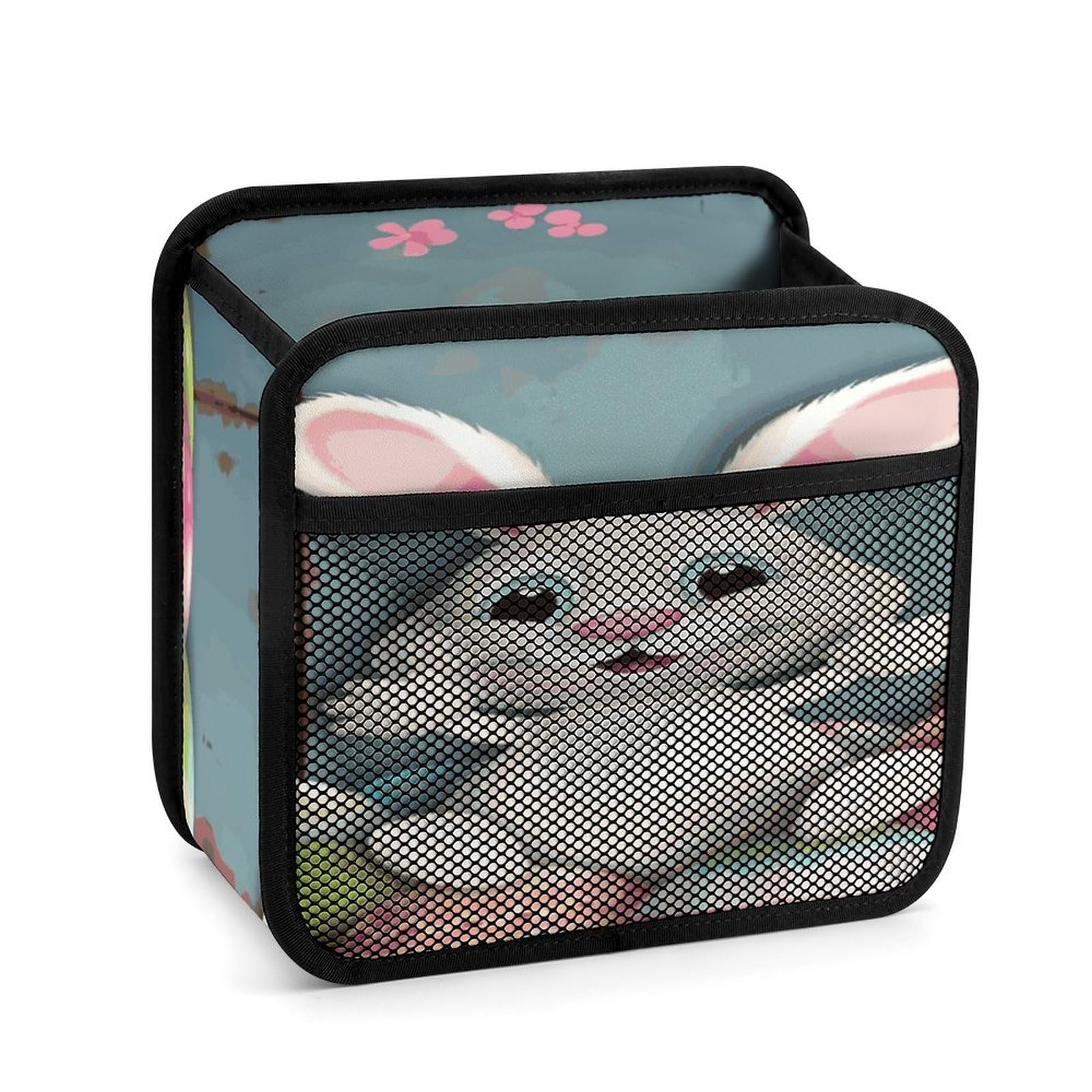 Btcowzrv Style Happy Easter Eggs Bunny Tail Car Seat Back Organizer, Pu Leather Hanging Backseat Car Organizer With Elastic Mesh Pocket, Storage Bag For Most Vehicles