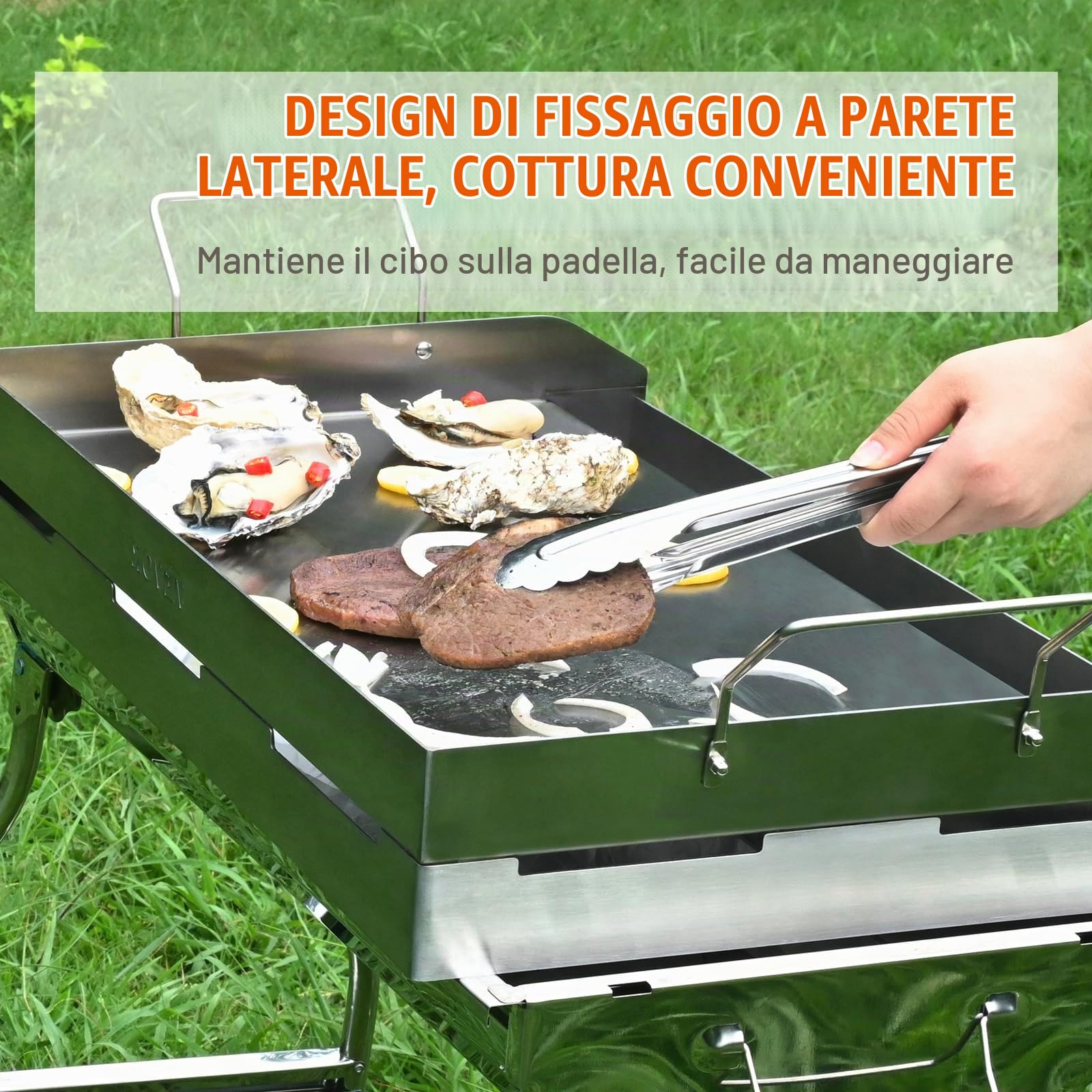 VEVOR Piastra Griglia, Piastra in Ghisa 587x395x99mm, Piastra Rettangolare Bifacciale Spessore 3,3mm, Piastra Antiaderente per Griglia Cottura, Piastra per Barbecue, Griglia a Gas, Argento