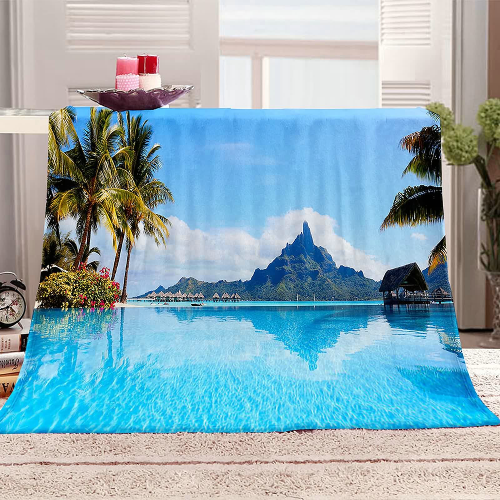 Aeici Couverture Polaire, Couvertures Polaires en Flanelle Couverture 180x200 cm Mer Montagne Cocotier Couverture de Canapé Cadeau pour Adultes et Enfants