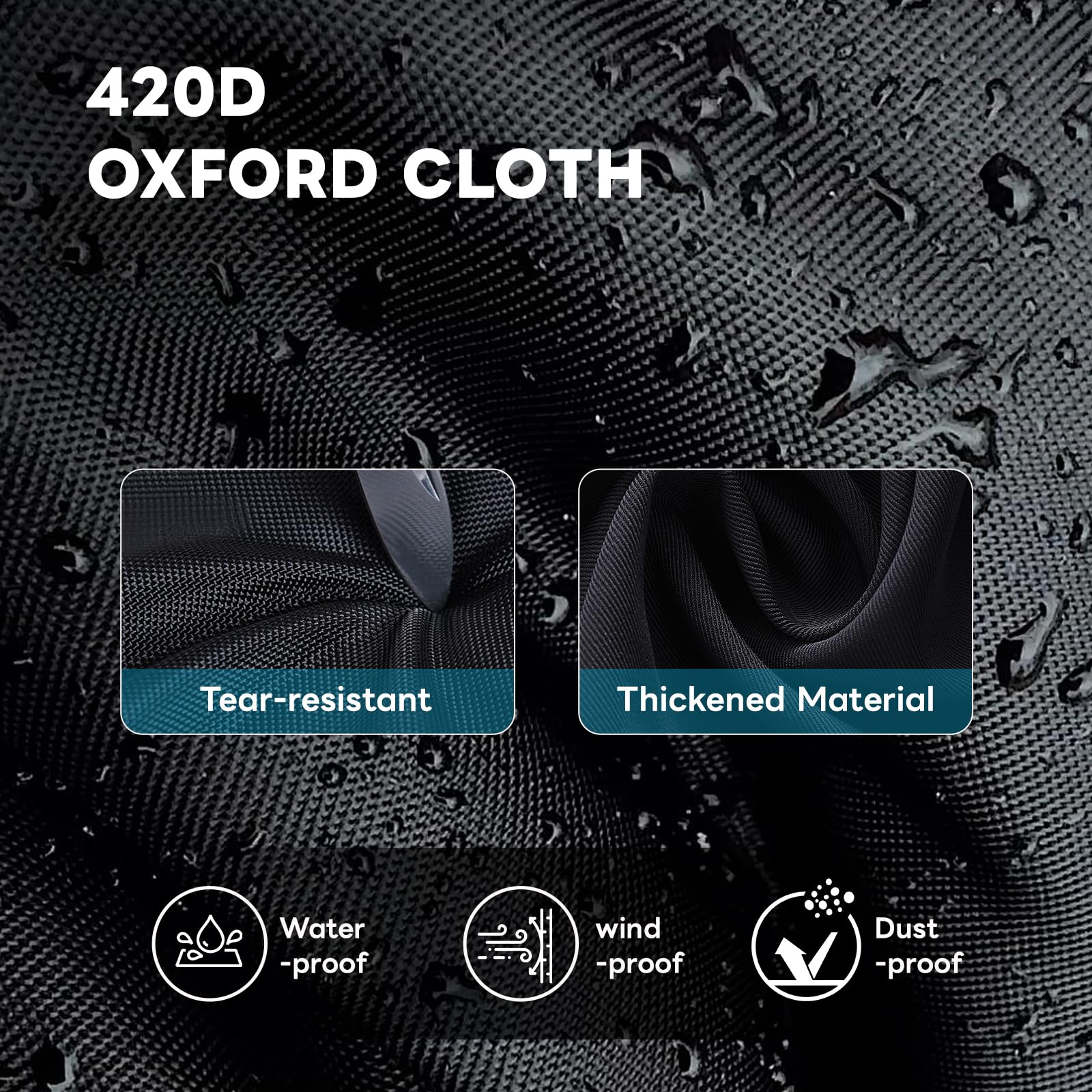 Copertura fuoribordo 15-20 CV (Ø 150 cm x 125 cm), 100% impermeabile, motore fuoribordo Oxford 420D, con coulisse e chiusura lampo, resistente ai raggi UV