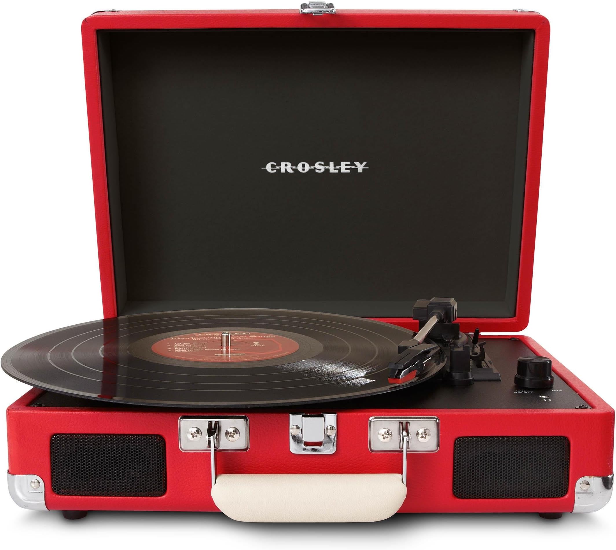 Crosley CR8005A-RE Cruiser Portable 3-Speed Turntable, Red