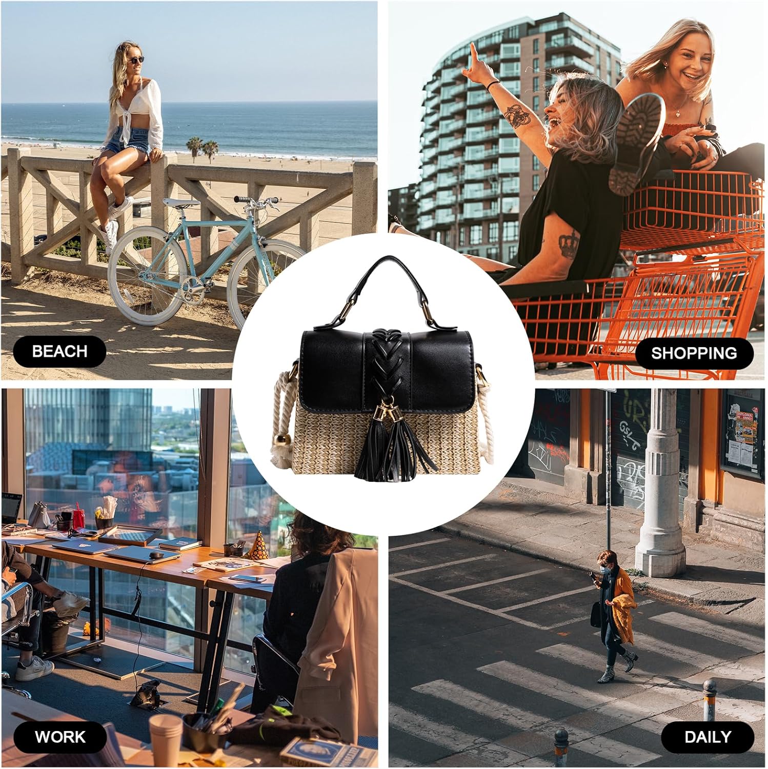 Straw Crossbody Bags for Women Summer Straw Clutch Bag Woven Beach Purse Vacation Handbags | Straw, Summer, Woven, Beach Purse, Vacation, Straw, Summer, Woven, Beach Purse, Vacation - Image 7