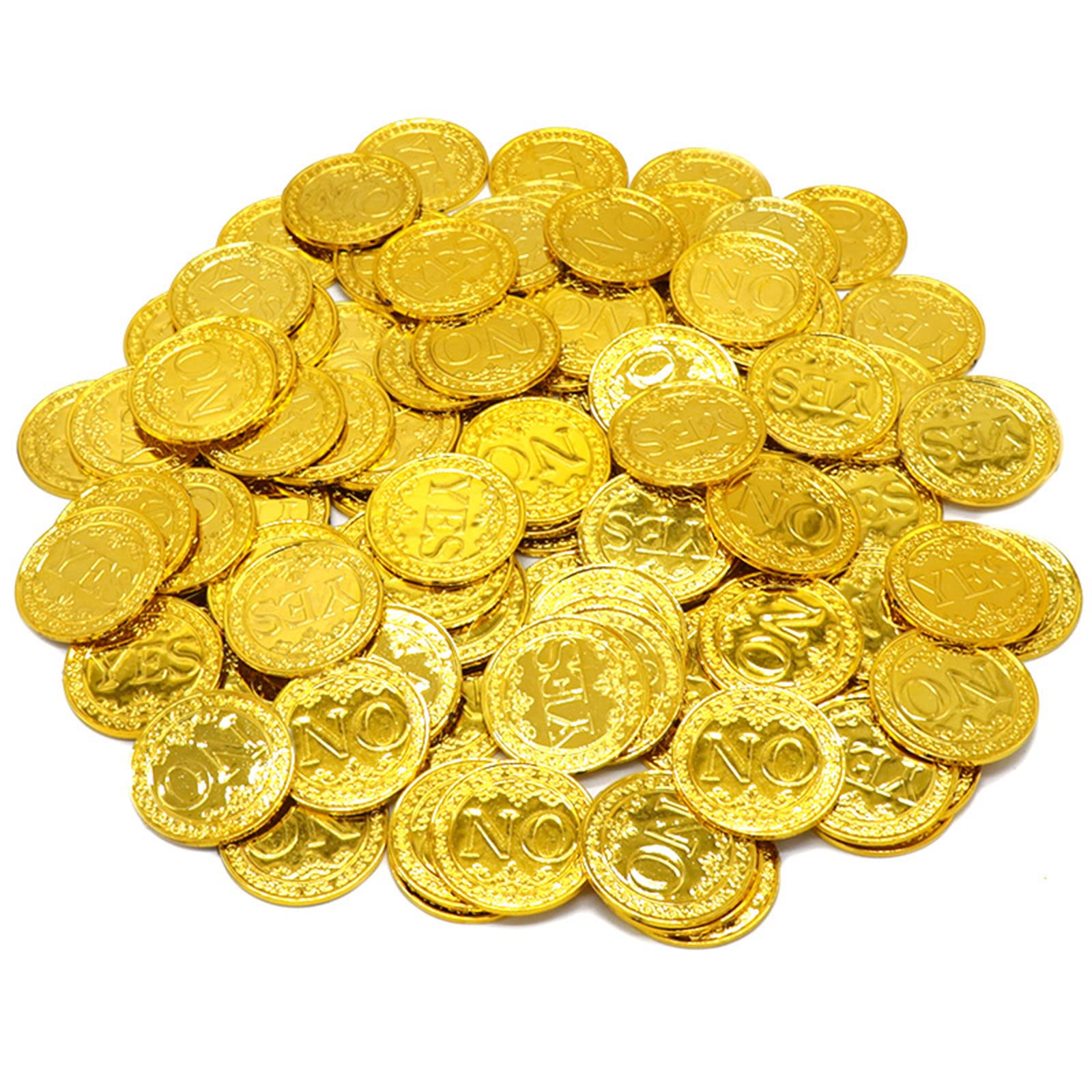 Amazon.co.jp: プラスチックゴールドコイン 100枚 Yes&No Play ゴールドトレジャーコイン 遊び記念品 パーティー用品  パーティー装飾 楽しいゲーム 子供へのご褒美 教室での景品 : おもちゃ