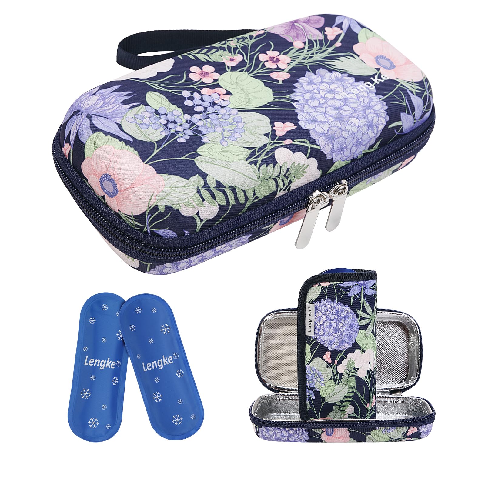 BOMKEE Insulin Cooler Travel Case, Insulated Pouch for Insulin Refrigerated Medicine Organizer Bag Carrying Case Storage Bag with 2 Ice Pack