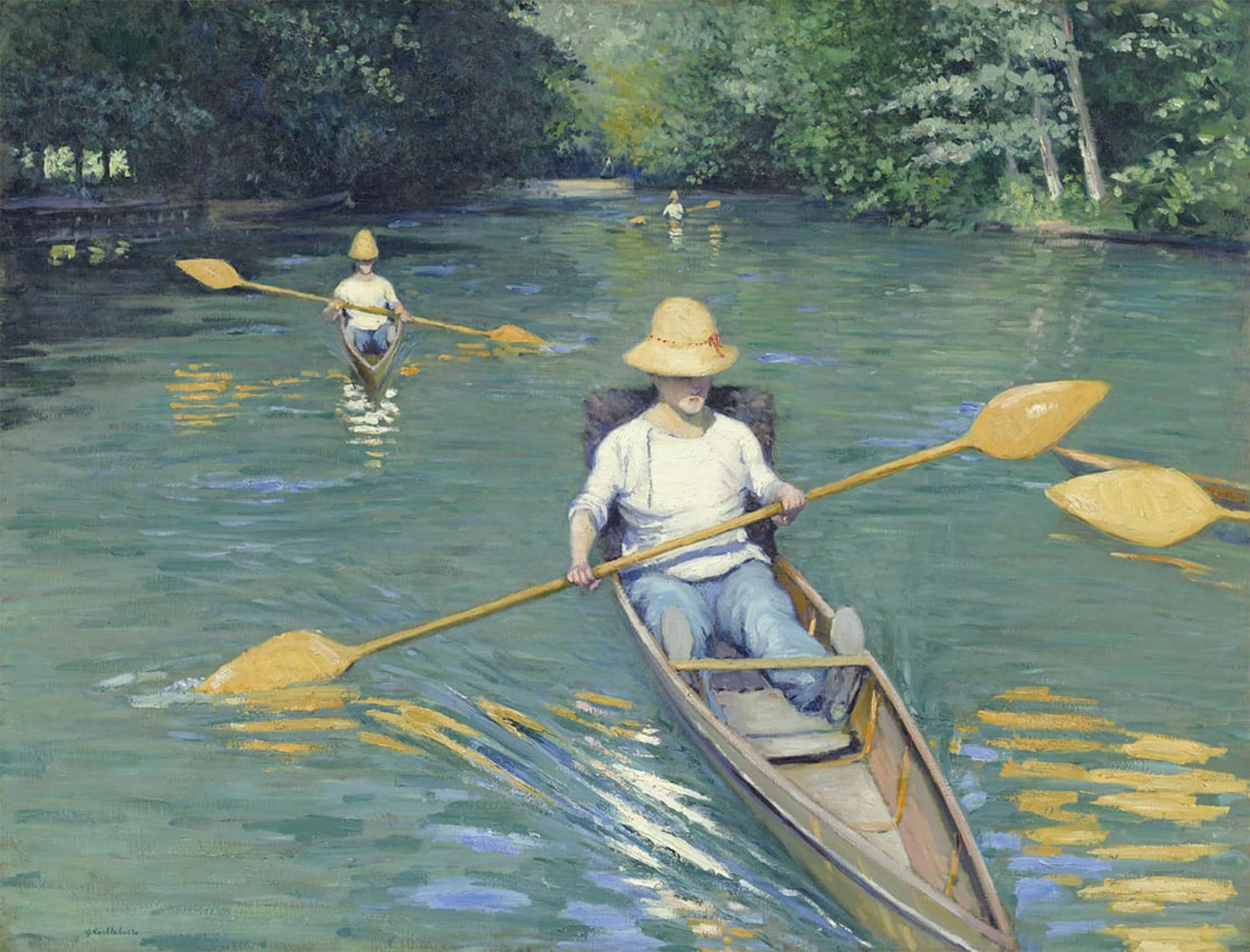 HRJUBWREE Famous Paintings Pictures Artwork Picture Skiffs by Gustave Caillebotte Photo Wall Print for Office Decor 60x90cm
