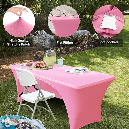 Miniatura 52 de ABCCANOPY - Funda elástica para mesa (6 pies) Mantel de poliéster de más de 30 colores, ajustado, de licra, elástico, con parte trasera abierta.