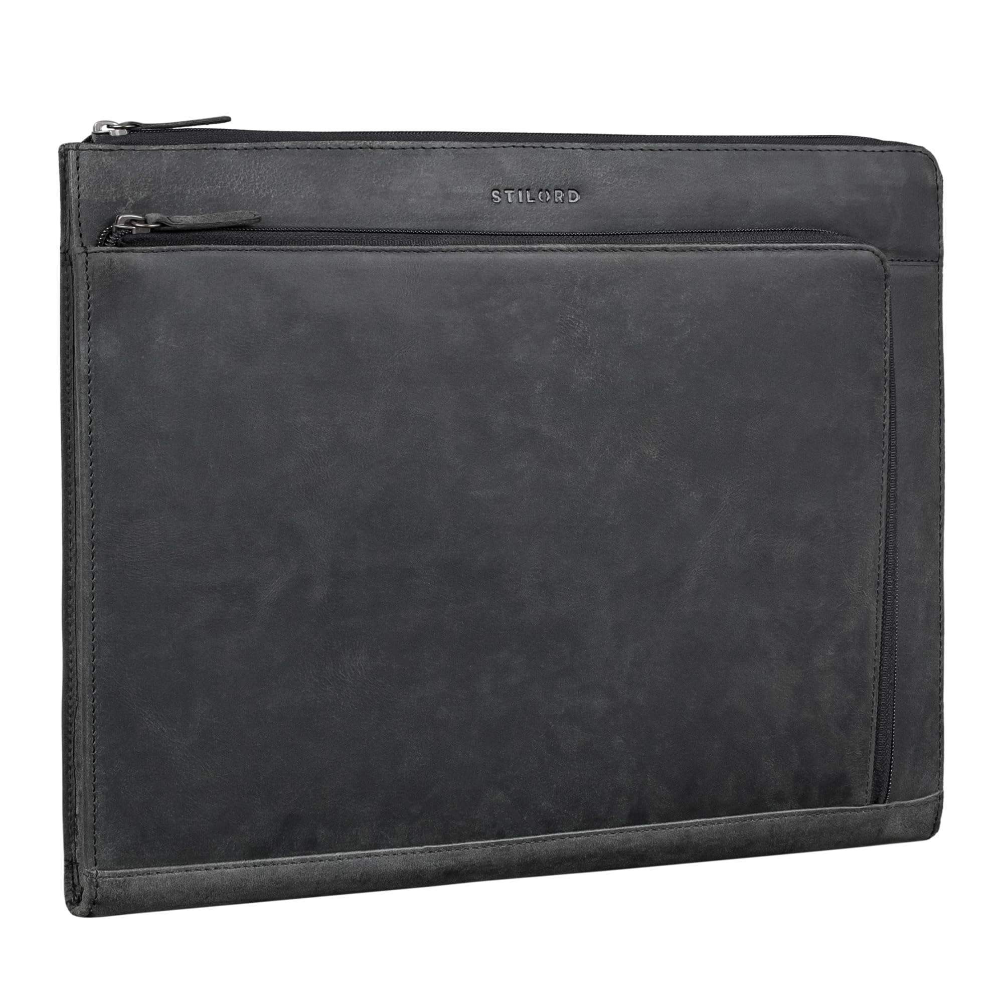 STILORD "Stefano" Raccoglitori Documenti Eleganti con scomparto per laptop 14-15 - borsa porta computer donna uomo vera pelle - ideale como cartella business pratico Colore:antracite