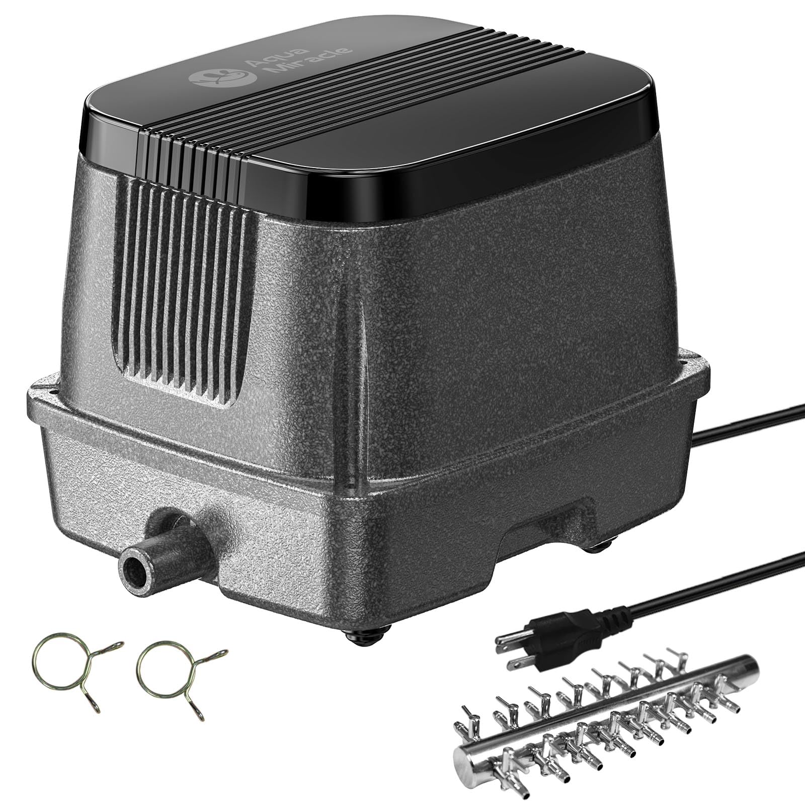 AquaMiracle Linear Air Pump ZP-40/ZP-60/ZP-100 for Pond Aeration, 635/950/1600GPH Septic Air Pump Pond Aerators for Outdoor Ponds, Waste Treatment, Aquarium, Fish Farm, Seafood Restaurant