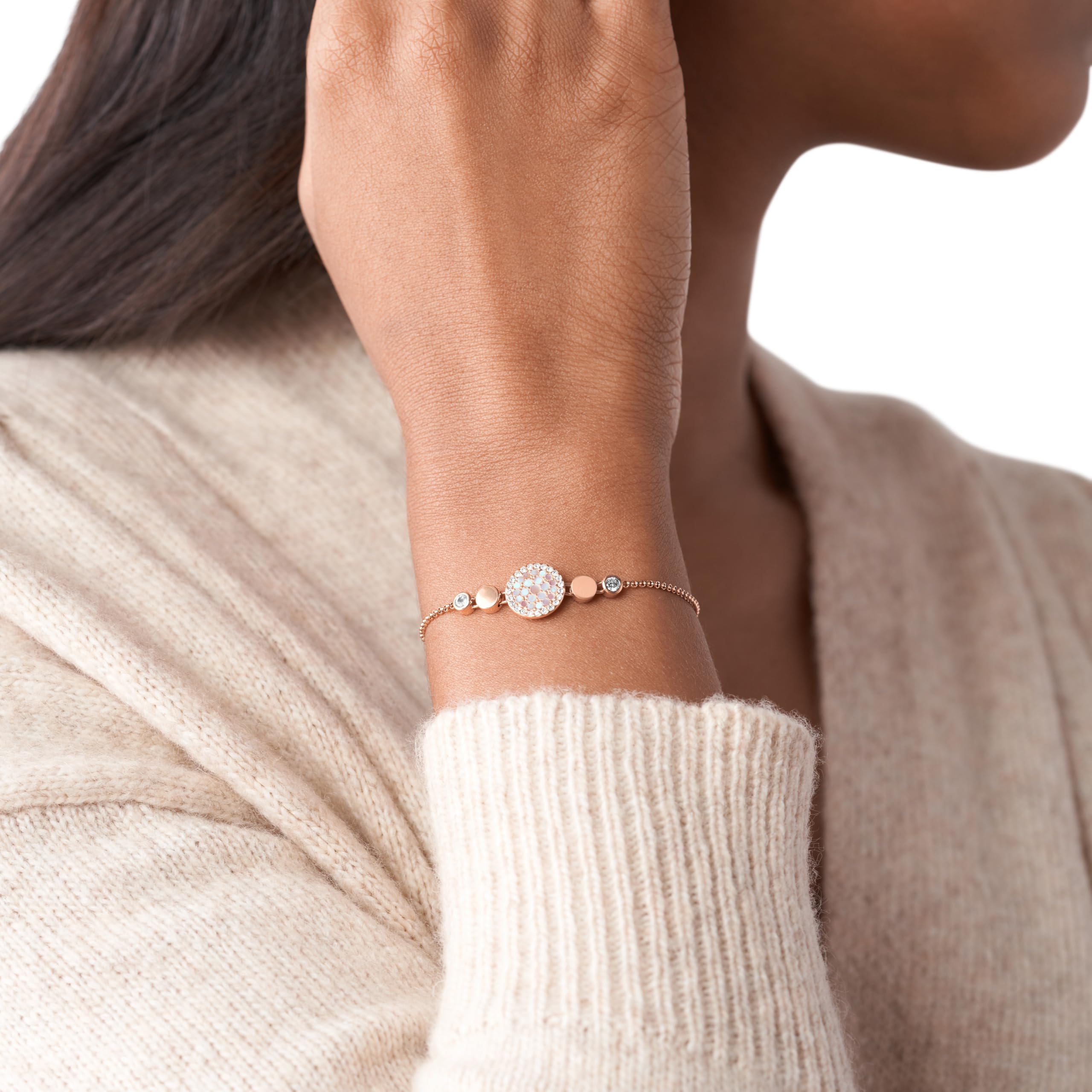 Fossil Damenarmband aus Edelstahl oder Messing mit Schiebereglerverschluss