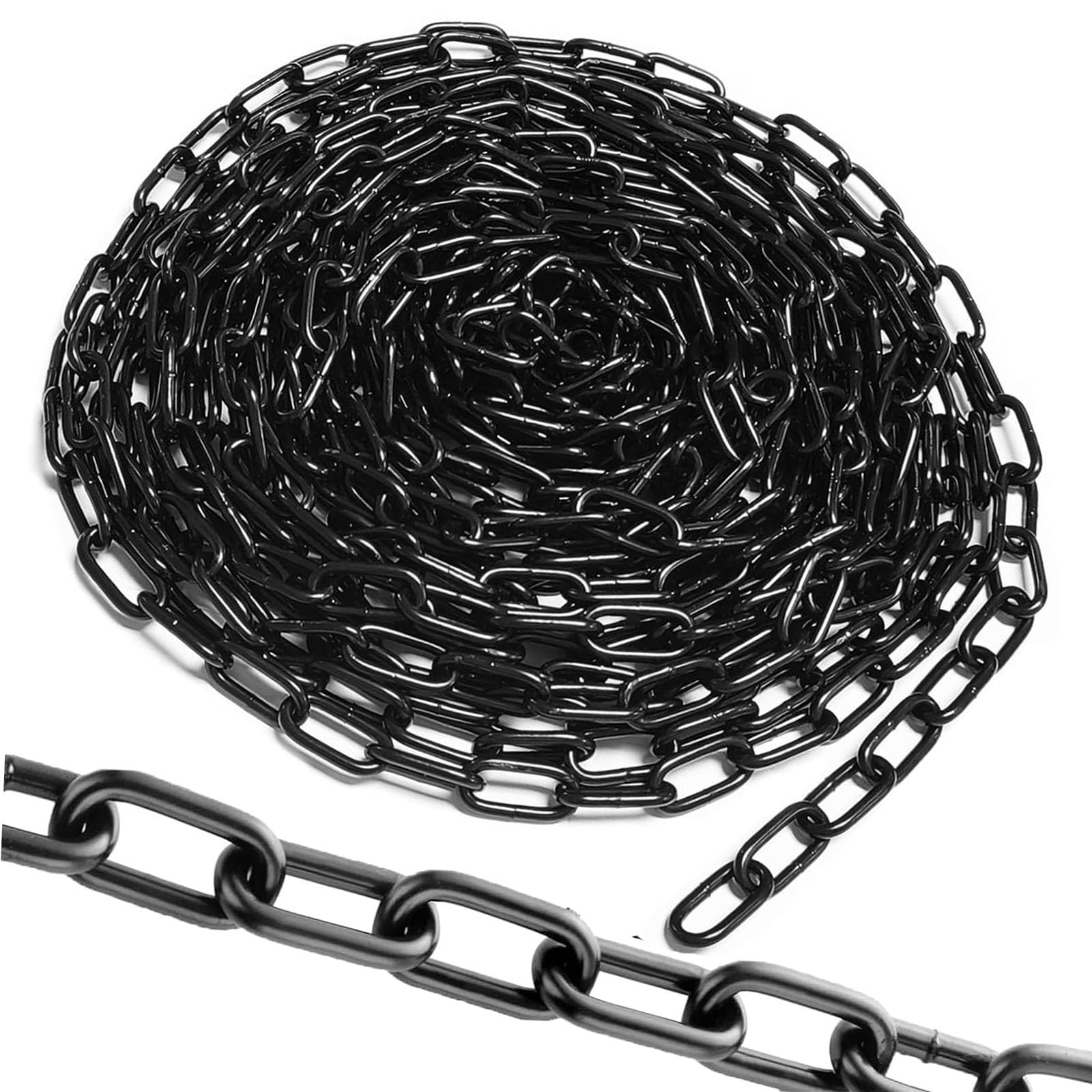 10m Starke Stahlkette Kohlenstoffstahl Ø 3mm Gliederkette Meterware Kette Schwarz für Pendelleuchten, Lampenkette, Schwenkkette