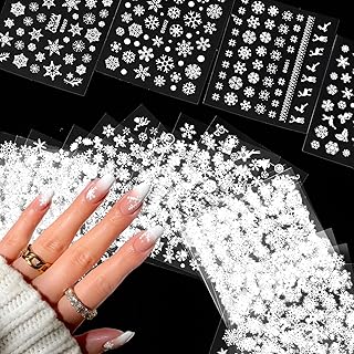 30 Sheets Christmas Nail Art Stickers Decals 3D Self-Adhesive Snowflake ...