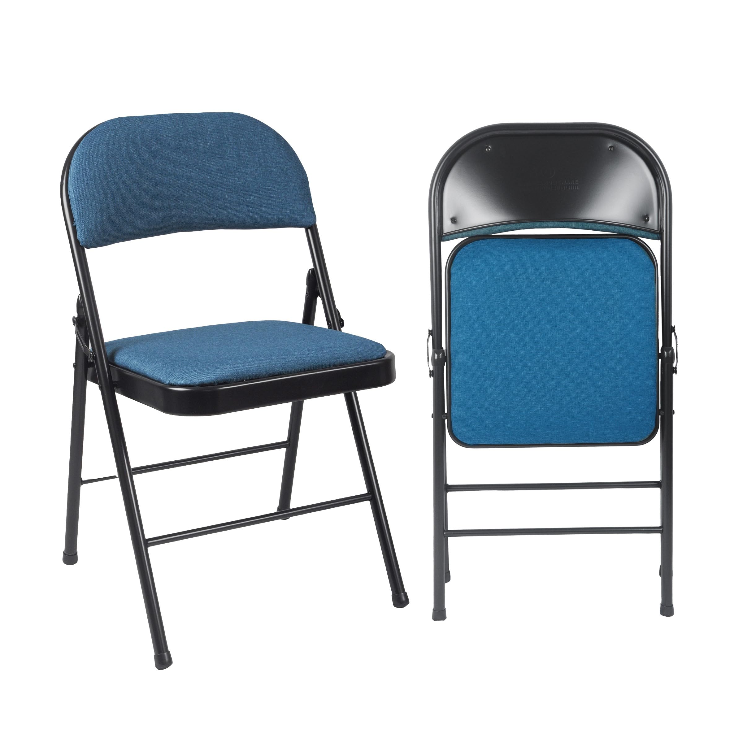 ARIANA HOMEWARE Folding Chairs Padded Fabric Seat - Heavy Duty Metal Frame - Multi-Purpose Foldable Backrest Chair - Easy Fold & Store Cushioned Seats (Cyan, 1 x Chair)