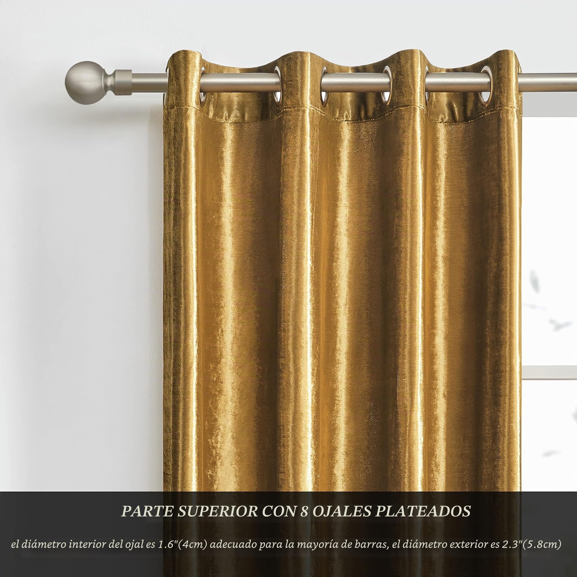 GIGIZAZA Cortinas de Terciopelo Dorado 132 x 285 cm (Ancho X Largo), Cortina sombreada con Puntos de Vista en la Sala de Estar, Cortina sombreada con Aislamiento en el Dormitorio, Juego de 2 Piezas