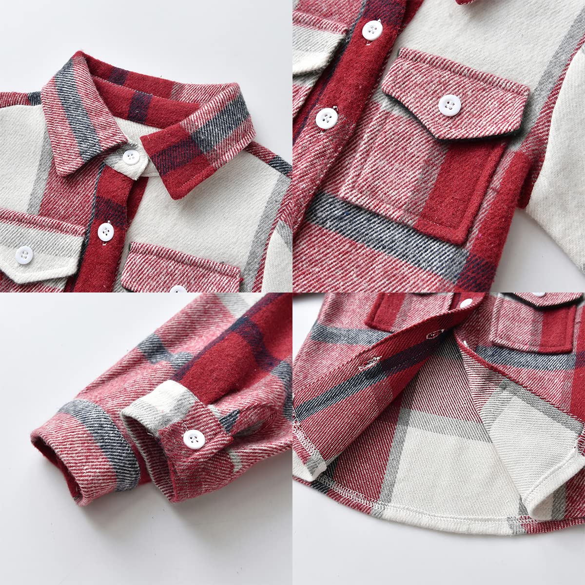 IBTOM CASTLE Camicia a quadri in flanella per ragazzi e ragazze, a maniche lunghe, con risvolto, bottoni, vestibilità regolare, cappotto autunnale casual