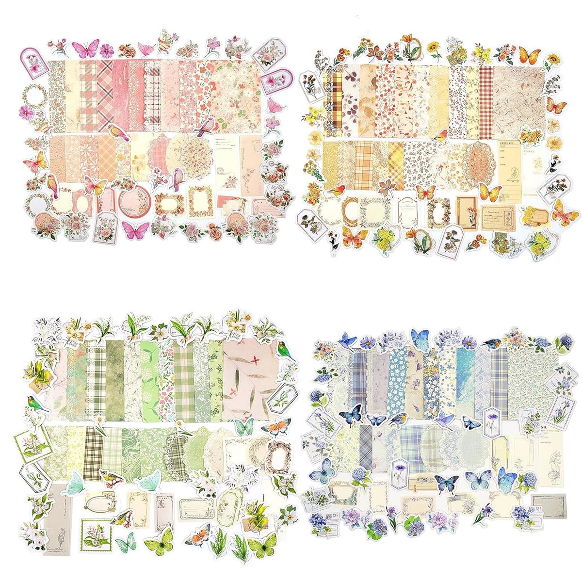 HASTHIP® Vintage Aesthetic Scrapbook Kit - 400pcs Vintage Floral Scrapbook Paper & Junk Journaling Stickers Set Aesthetic Decoration Note Paper Stickers for Bullet Journaling, Retro Crafts, Planner-image-21