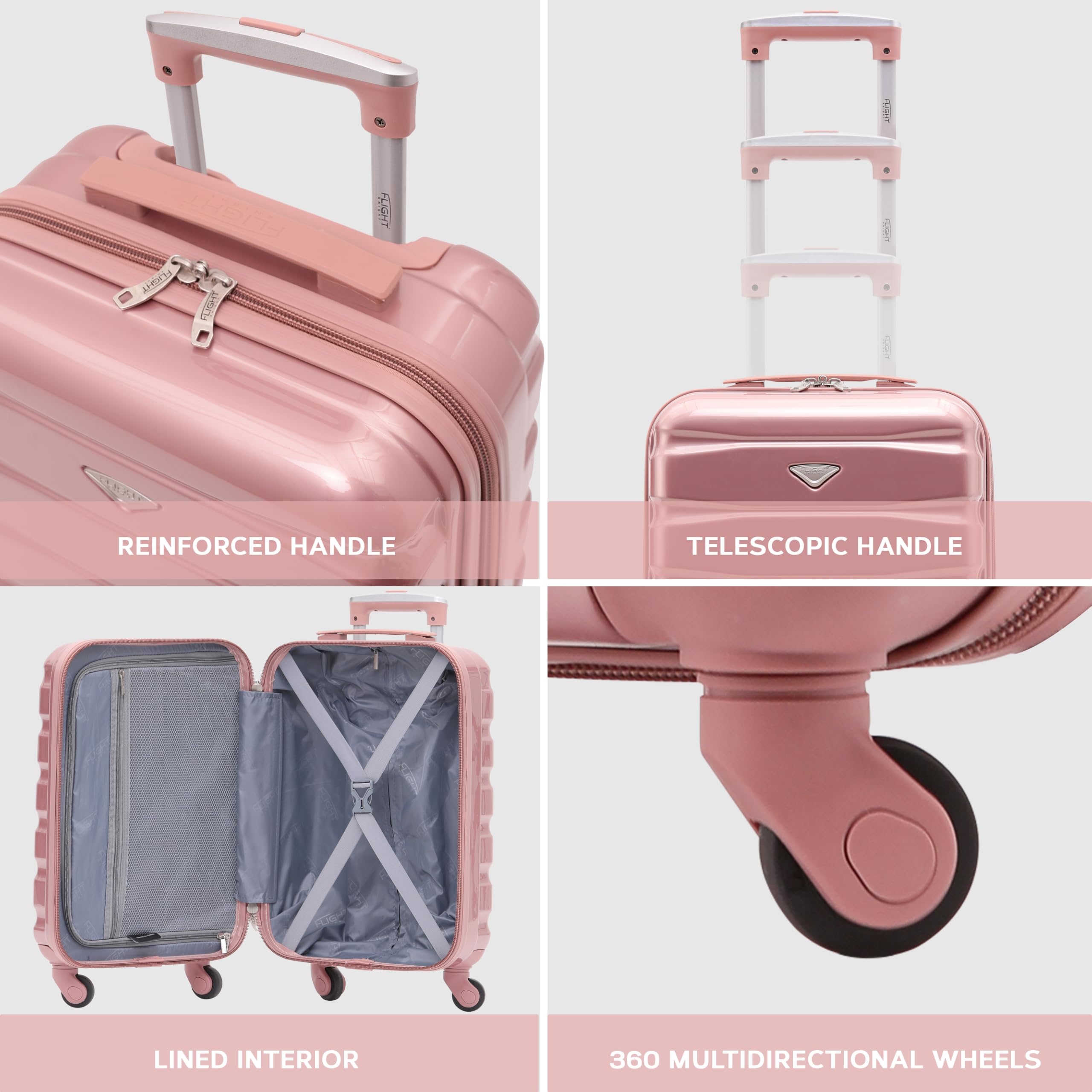 Flight Knight Cabin Suitcase 55x40x20 Ryanair Priority, EasyJet, Jet2 Lightweight Small Durable 4-Wheel Cabin Case, Carry-On for Over 60 Airlines, Hard Shell, 10kg Hand Luggage Bag (55 x 40 x 20 cm)