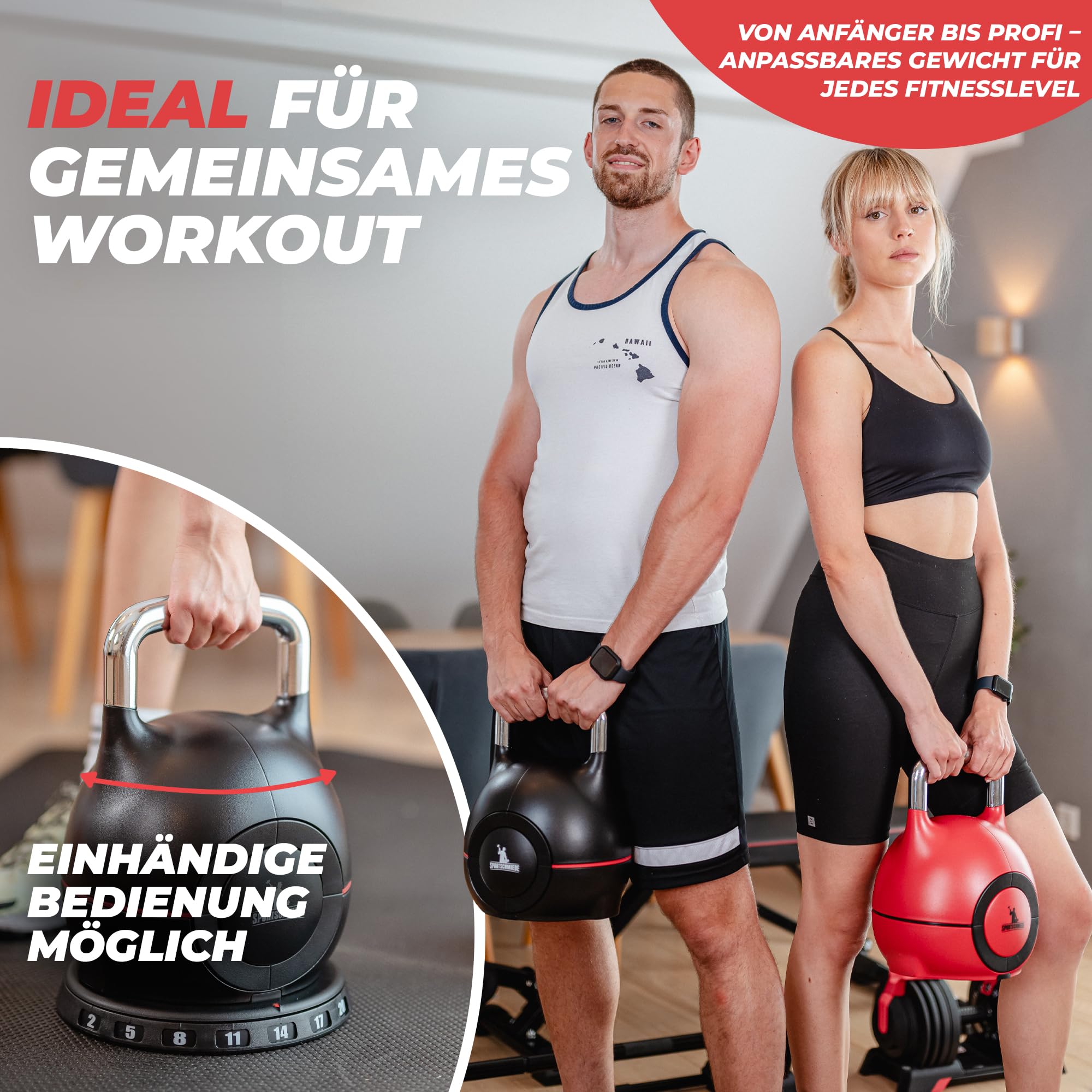SPORTSCHMIEDE Kettlebell [Verstellbar] 2-20 kg Hanteln Set Gewichte Hantel für Home Gym | Hantelset Fitnessgeräte für Zuhause | Dumbbells Sportgeräte Zuhause Kugelhantel Gewicht Hantel Set