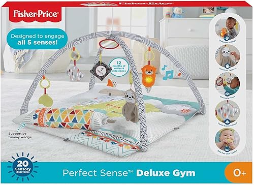 Miniatura 6 de Fisher-Price Perfect Sense Deluxe Gym - Tapete de juego infantil de felpa con juguetes