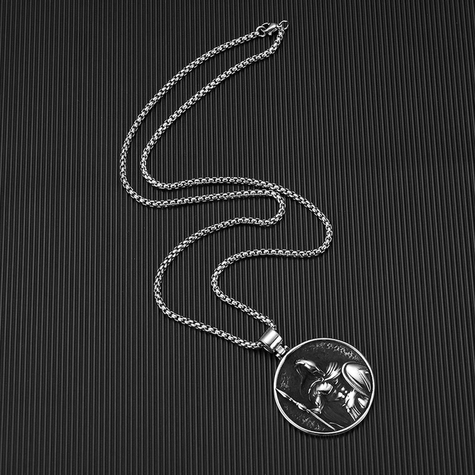 New Punk Stainless Steel Cuban Warrior Pendant Vintage Men's Necklace Chain
