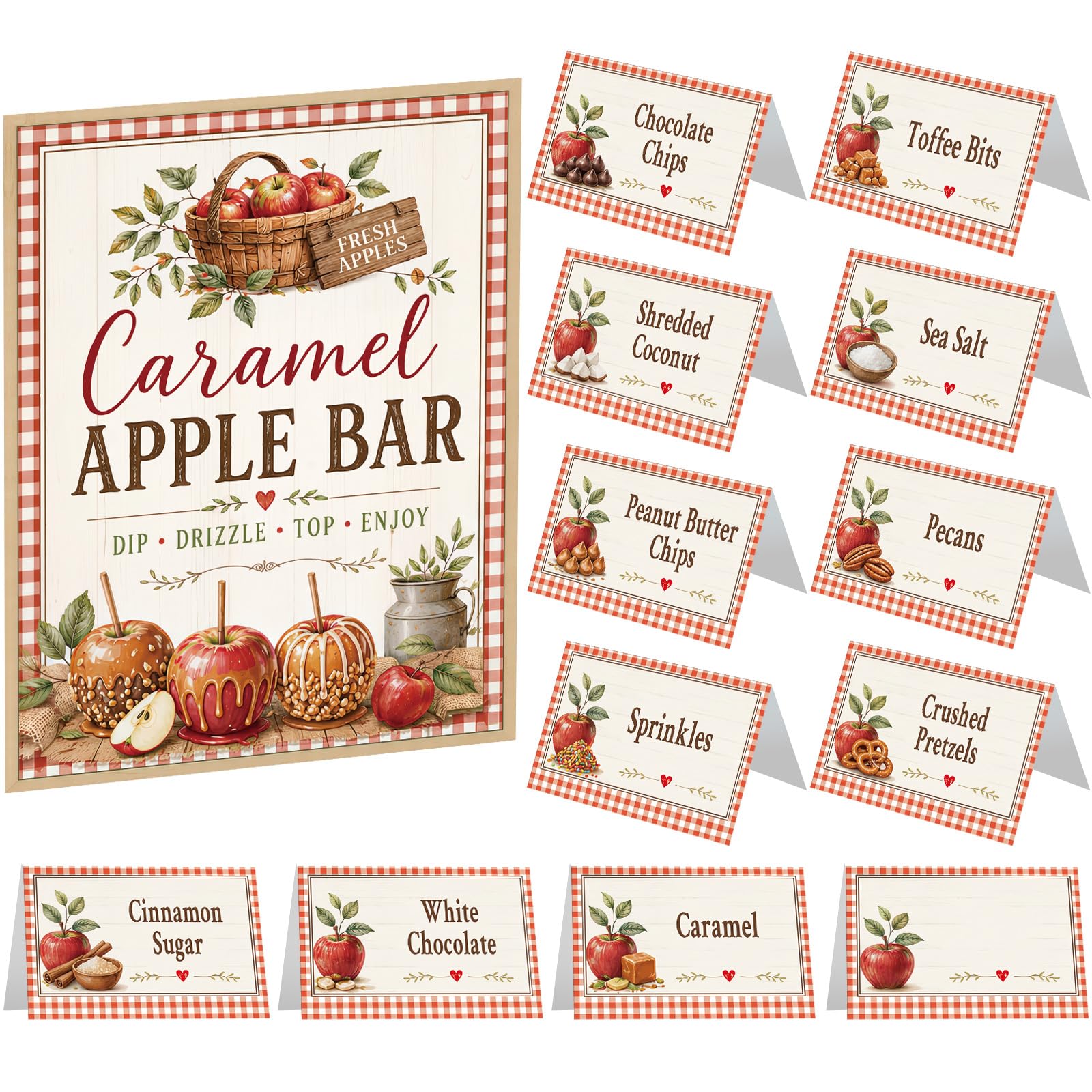 Marspark 14 Pcs Caramel Apple Dipping Bar Station Decorating Set, Vintage