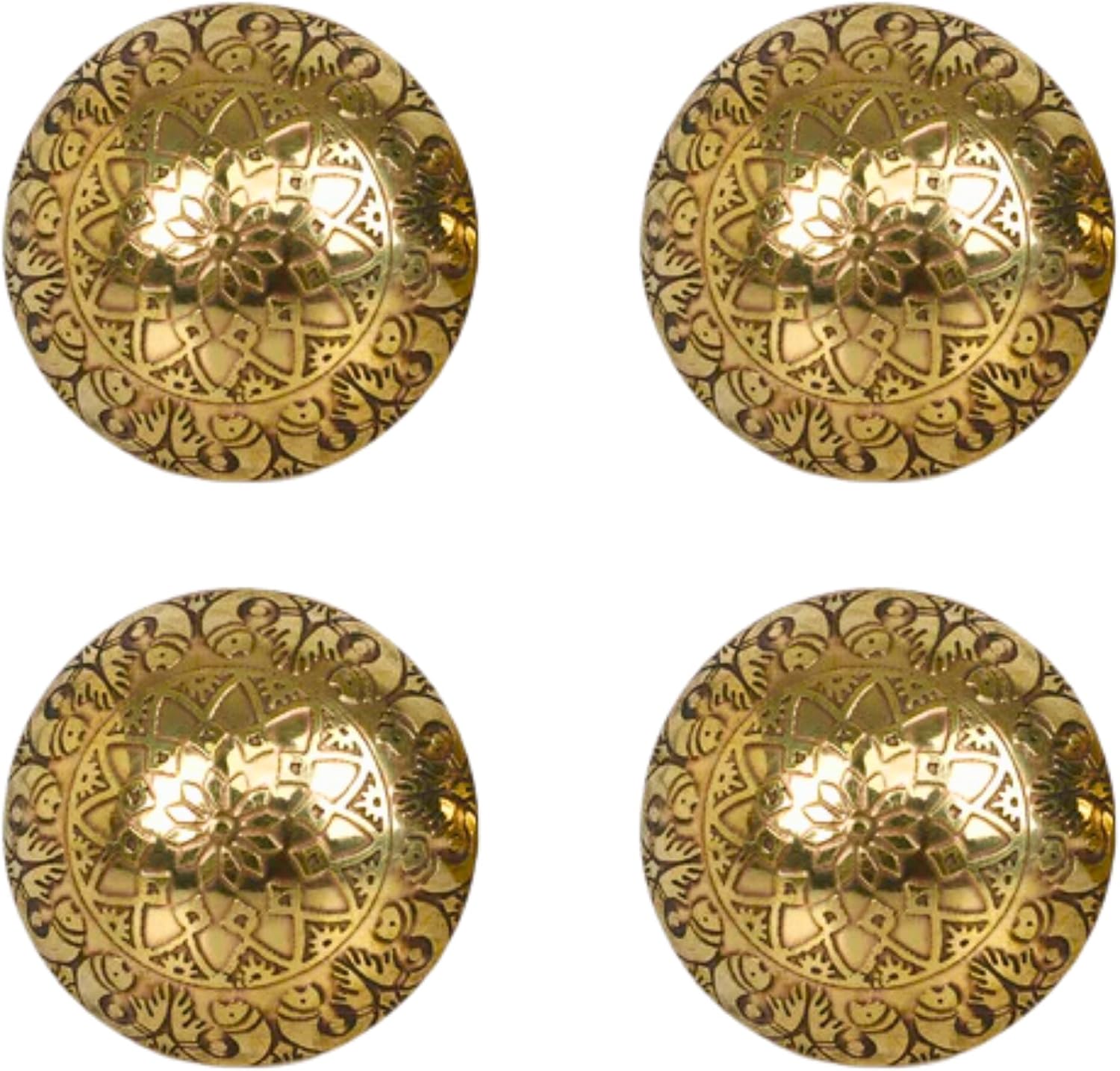 Dwelling Store™ Golden Brass Fish Print Knobs - Set of 4 Etched ...