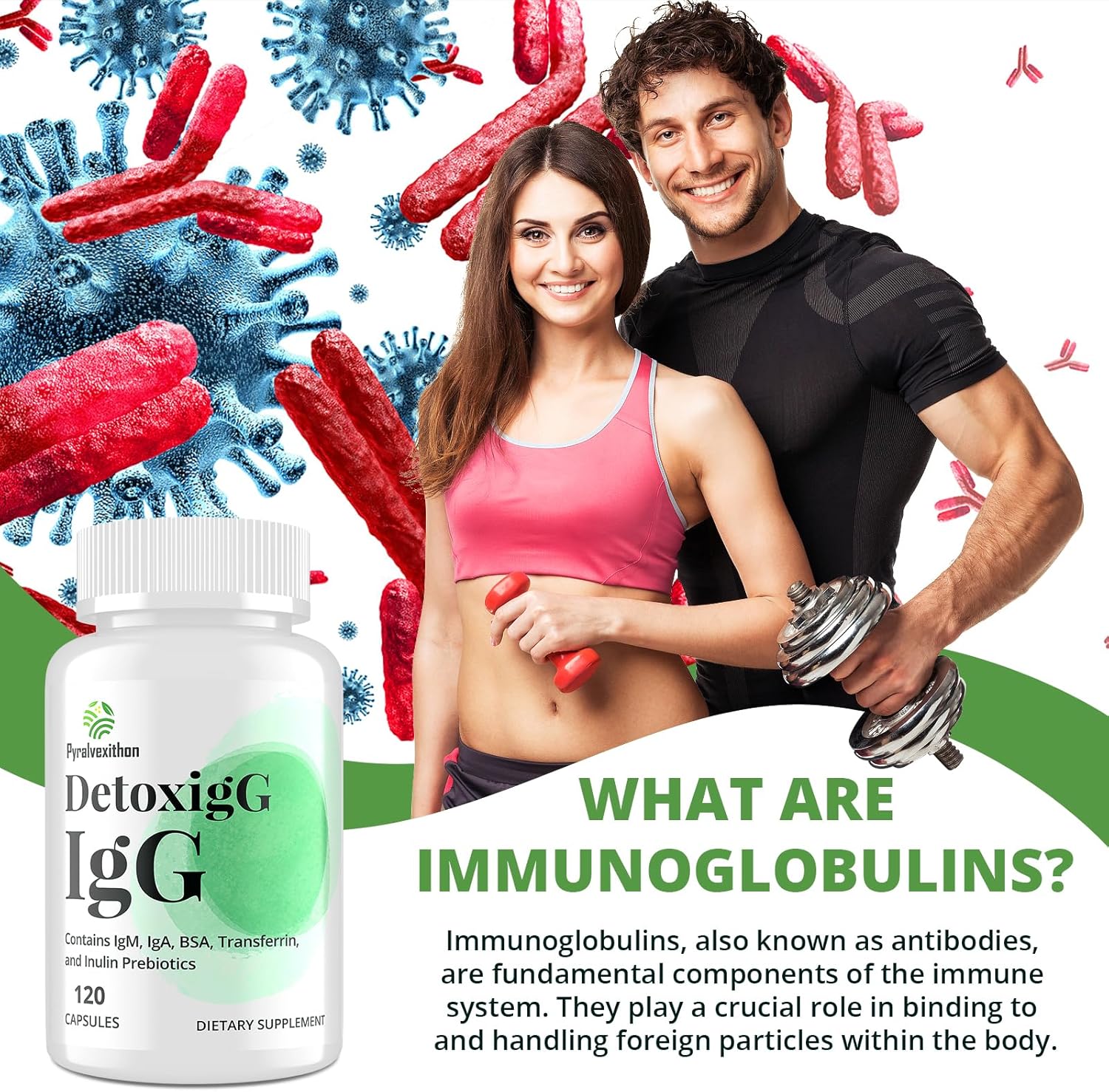 IgG Immunoglobulin Supplement - IgG, IgM, IGA & Inulin - Bovine Colostrum Supplement Alternative - Dairy-Free Bovine Immunoglobulin Capsules (120 Capsules) - Image 6