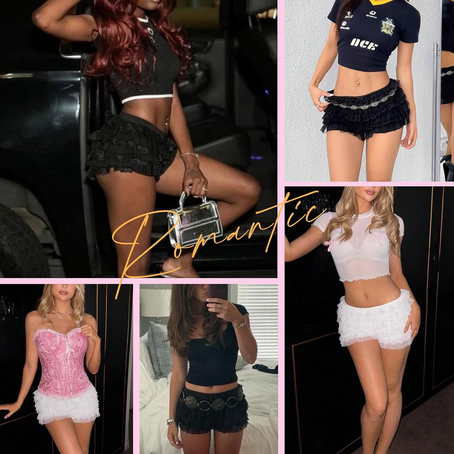 Women Y2K Ruffle Bloomer Cute Lace Multi-Layered Lolita BoyShort Sexy Mini Shorts Elastic Waist Micro Pettipants - Image 6