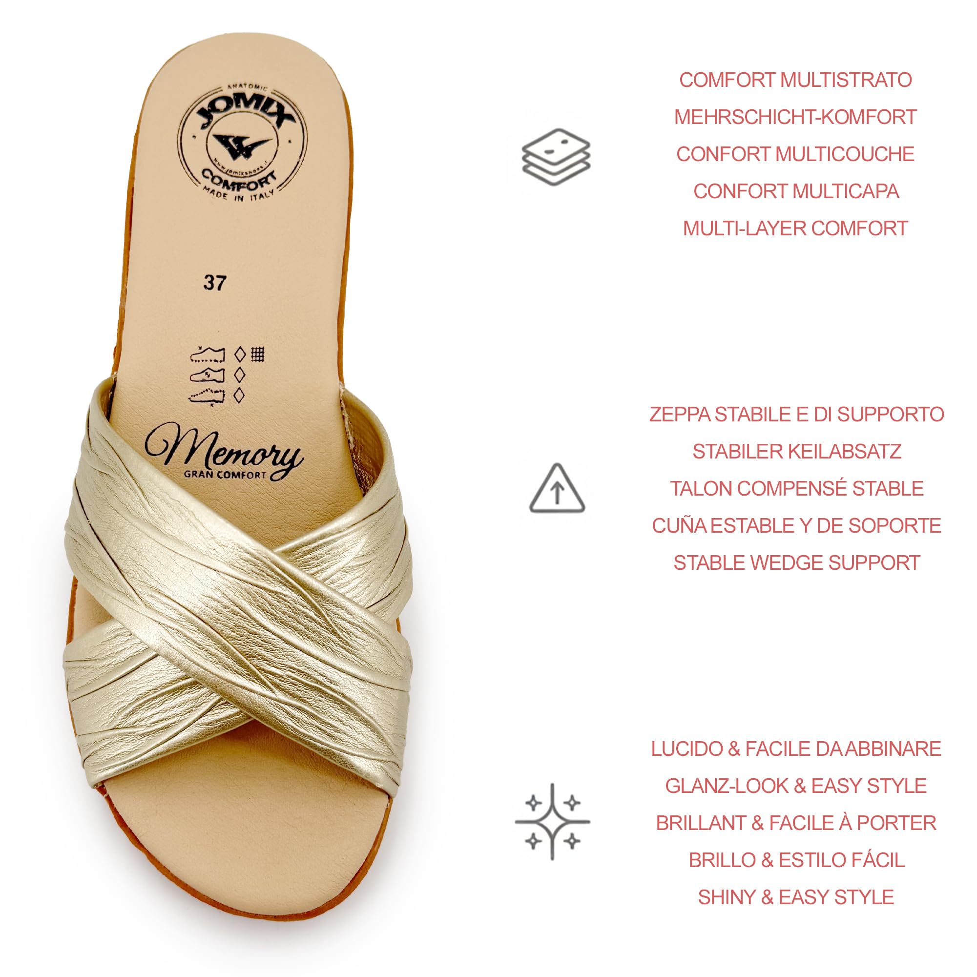 JOMIX Mules Femme Été Confort Claquettes Femme Talon Compensé 6 cm Chaussons d’Été Bout Ouvert Tiras Croisées Souples Chaussures Maison Légères Élégantes