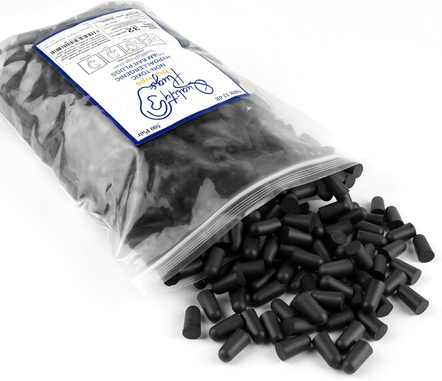 Quality Foam Ear Plugs 500 Pair - 32 dB Noise Cancelling High Decibel Sound Blocking Soft - Dispenser Refill Safety Hearing Protection Ear Protection Disposable Ear Plugs Bulk