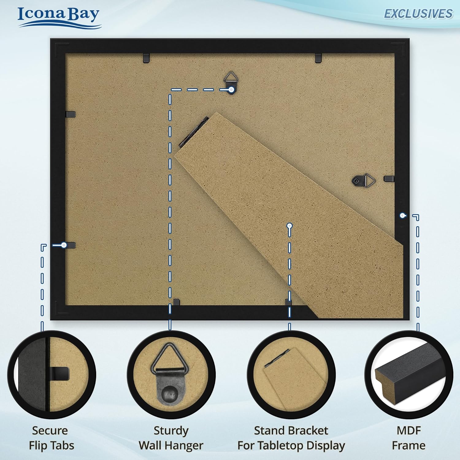 Icona Bay 8.5x11 Diploma Frames (Black, 12 Pack), Sturdy Wood Composite Certificate Frame, Sleek Document Frame Bulk, Table Top or Wall Mount, Exclusives Collection
