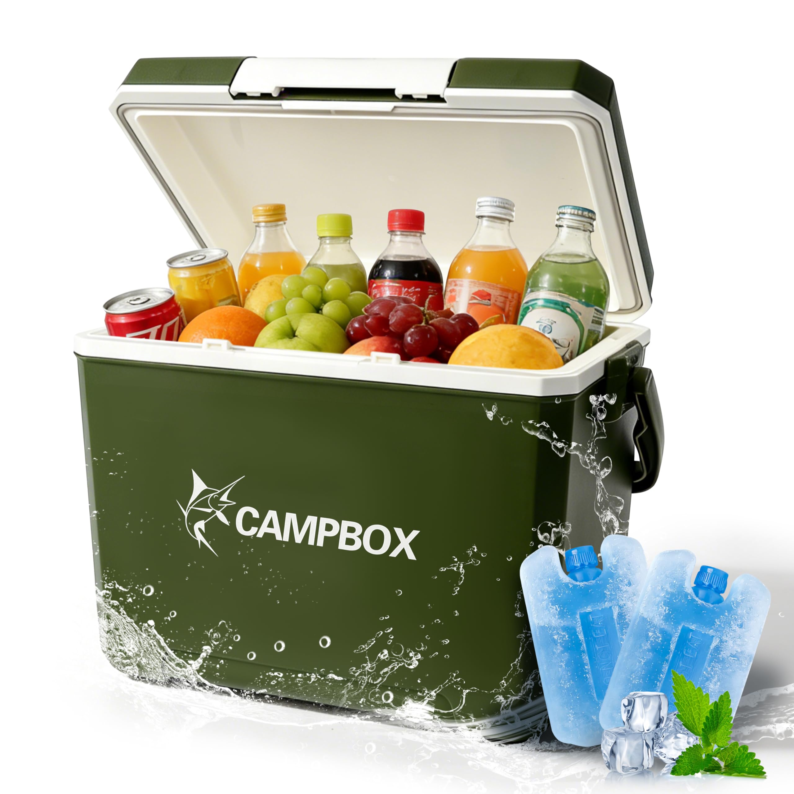 JONRRYIN Glacière 24L, Glacière Passive Maintient Le Froid Jusqu'à 12h, Glacière Mobile avec 2 Pain de Glace, Sac Isotherme Boîte Isotherme pour Camping, Pique-Nique, Plage, Jardin