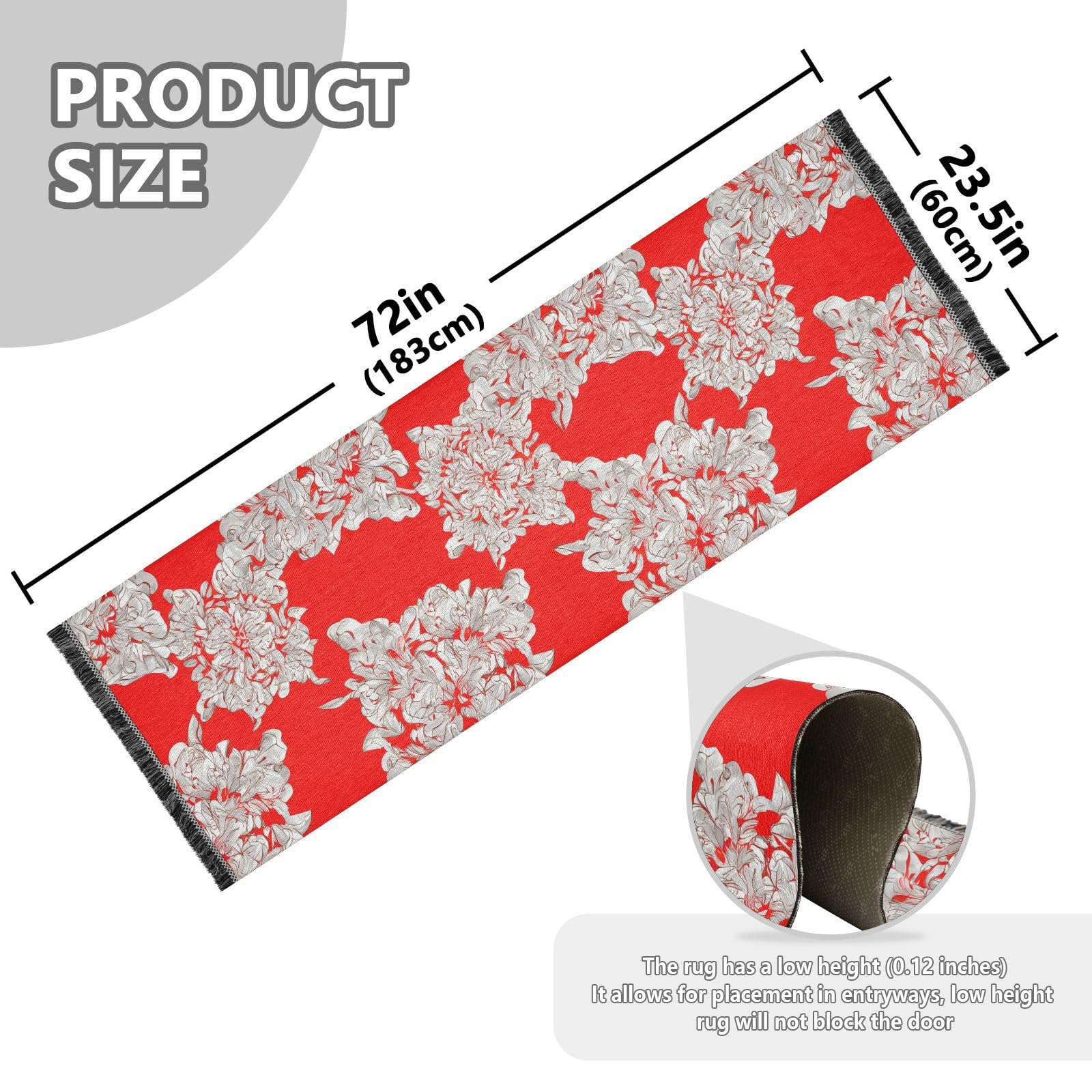 Butterflies Colorful White Runner Rug for Hallways Kitchen Rugs Washable Rug for Entryway Bathroom Bedroom 72 * 23.5 in