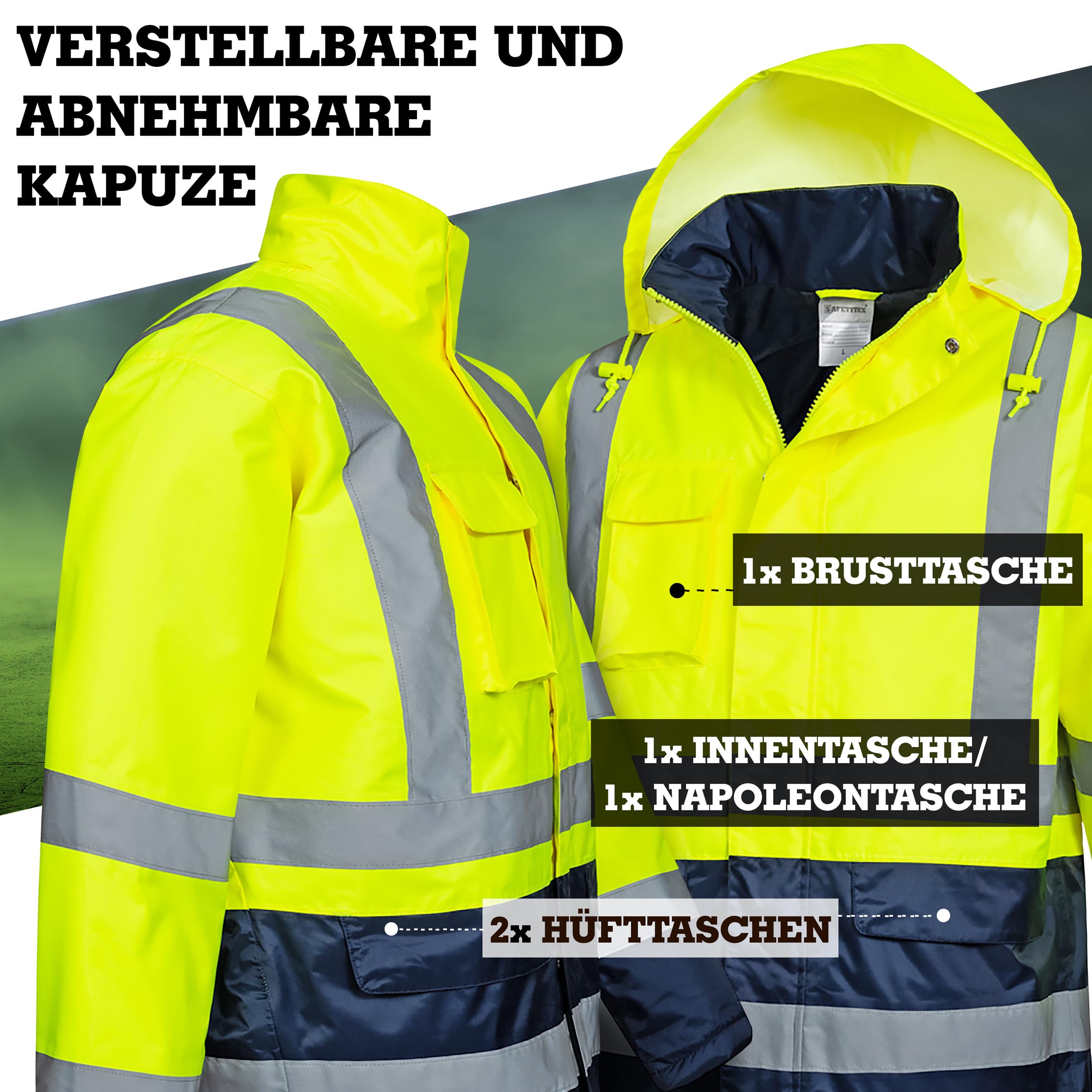 Safetytex Winter Warnschutz Parka - Arbeitsjacke - Warnschutzjacke - Outdoor Warnjacke - wasserdicht & winddicht - fluoreszierend