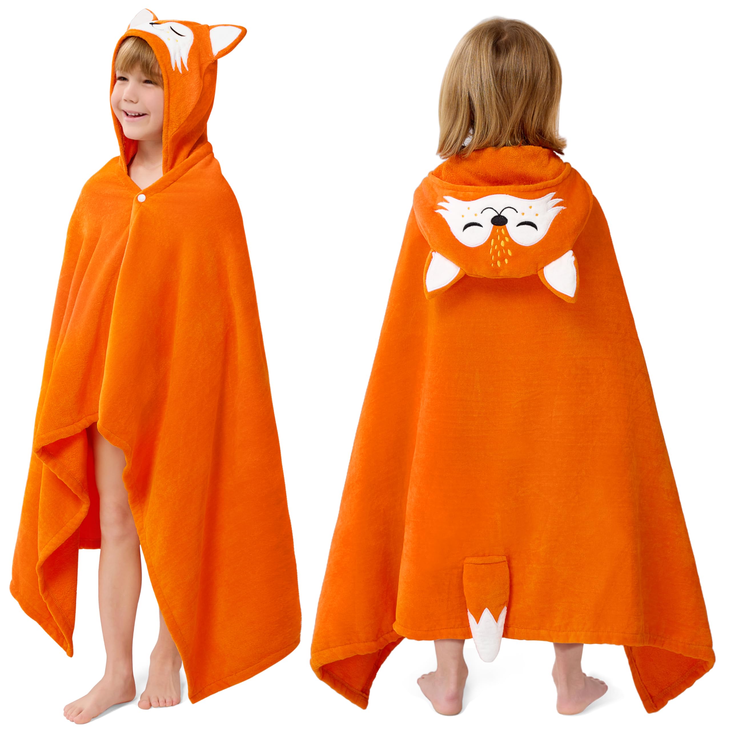 Joiedomi Fuchs-Badeponcho Kinder Kapuzenhandtuch für Kinder–aus 100% Baumwolle –Badetuch für Kinder 76 x 127 cm von 3–10 Jahren Strandtuch Baby– Schwimmponcho für Jungen und Mädchen