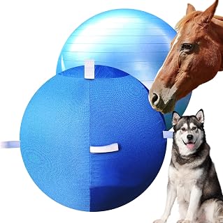 25" Horse Dog Ball &Cover with Straps, Herding Ball for Dogs Blue Heelers, Giant Horse Balls for Play for Horses to Play with, Mega Pets Soccer Ball for Australian