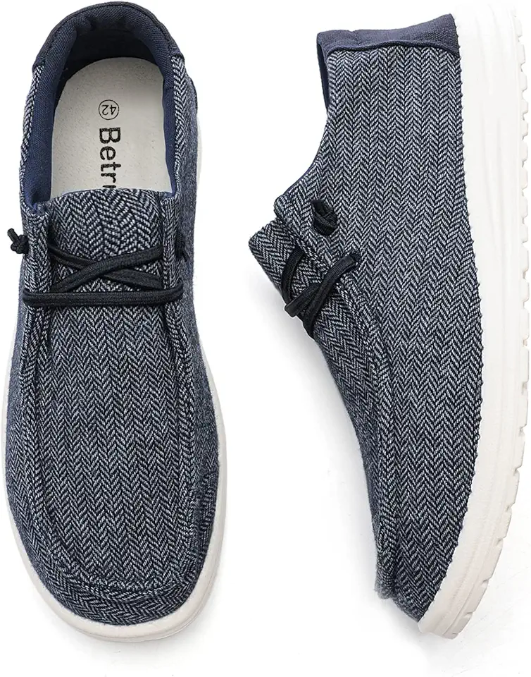 Betrue Lightweight Mens Boat Shoes Slip On, Mens Loafers Canvas Shoes, Lace-up Deck Shoes for Mens, Mens Comfortable Soft Casual Cloth Shoes