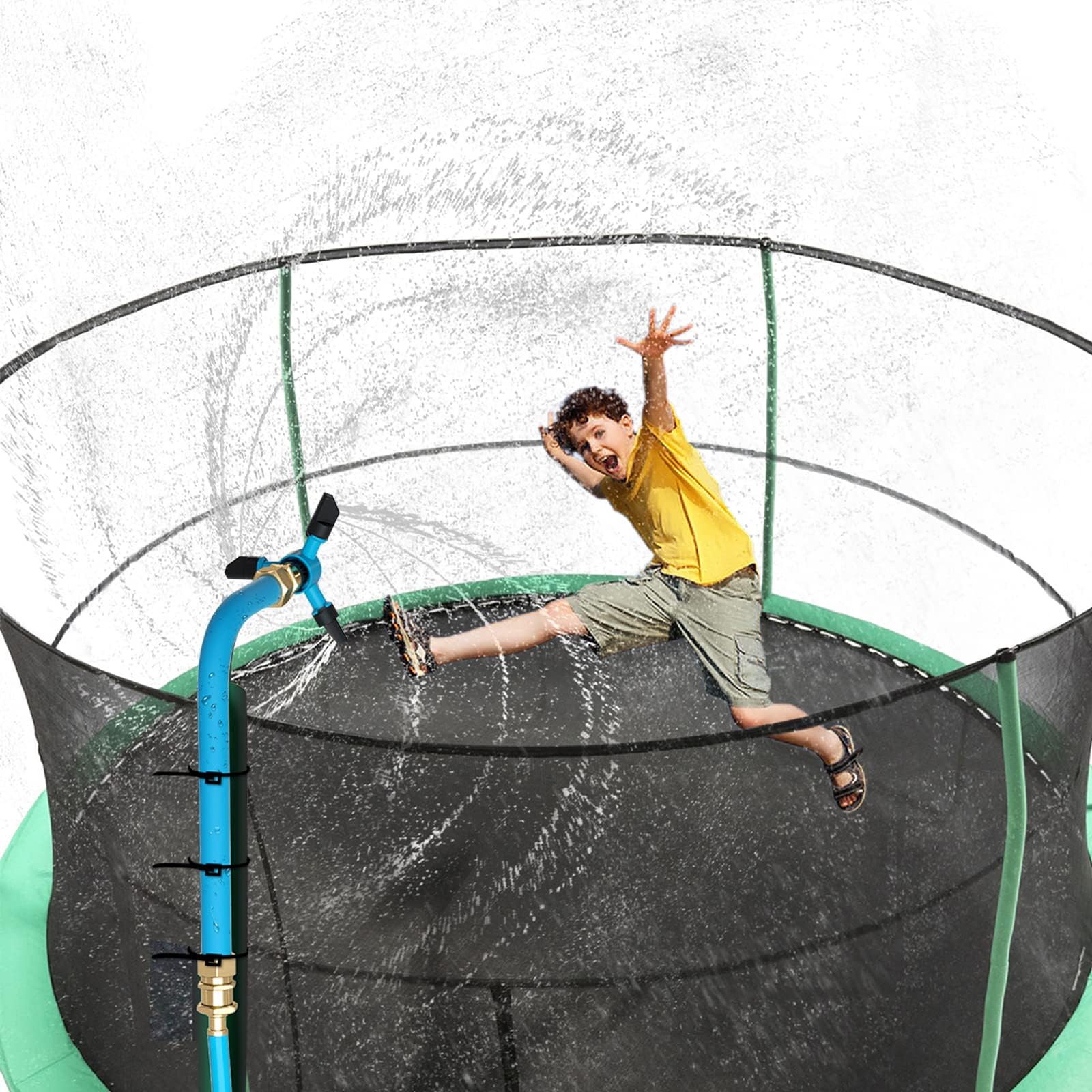 BOBOR Trampoline Sprinkler for Kids, Outdoor Water Park Sprinkler, Fun Summer Outdoor Water Toys for Boys Girls (Light Black, 39ft)