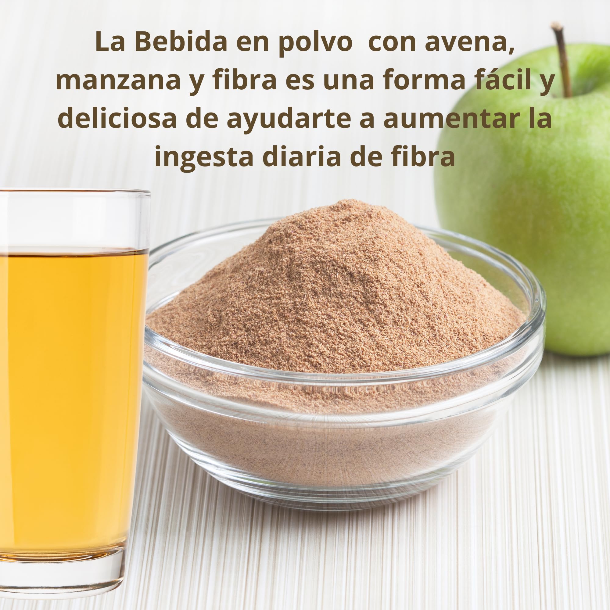 Fibra Soluble para la Salud Digestiva - Fibra Manzana, Avena - Bebida en Polvo con Suave Sabor a Manzana - Harina de Avena